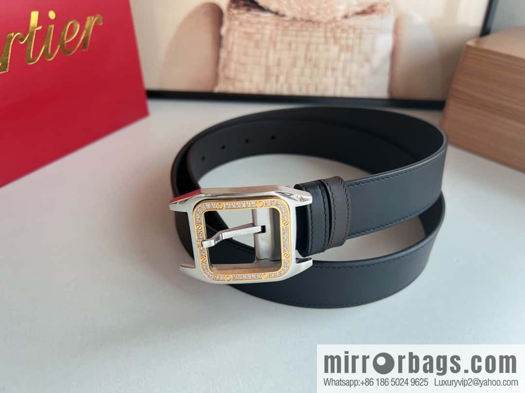 Cartier Cartier, stainless steel with diamond pin buckle with first layer cowhide men's 3.5cm belt