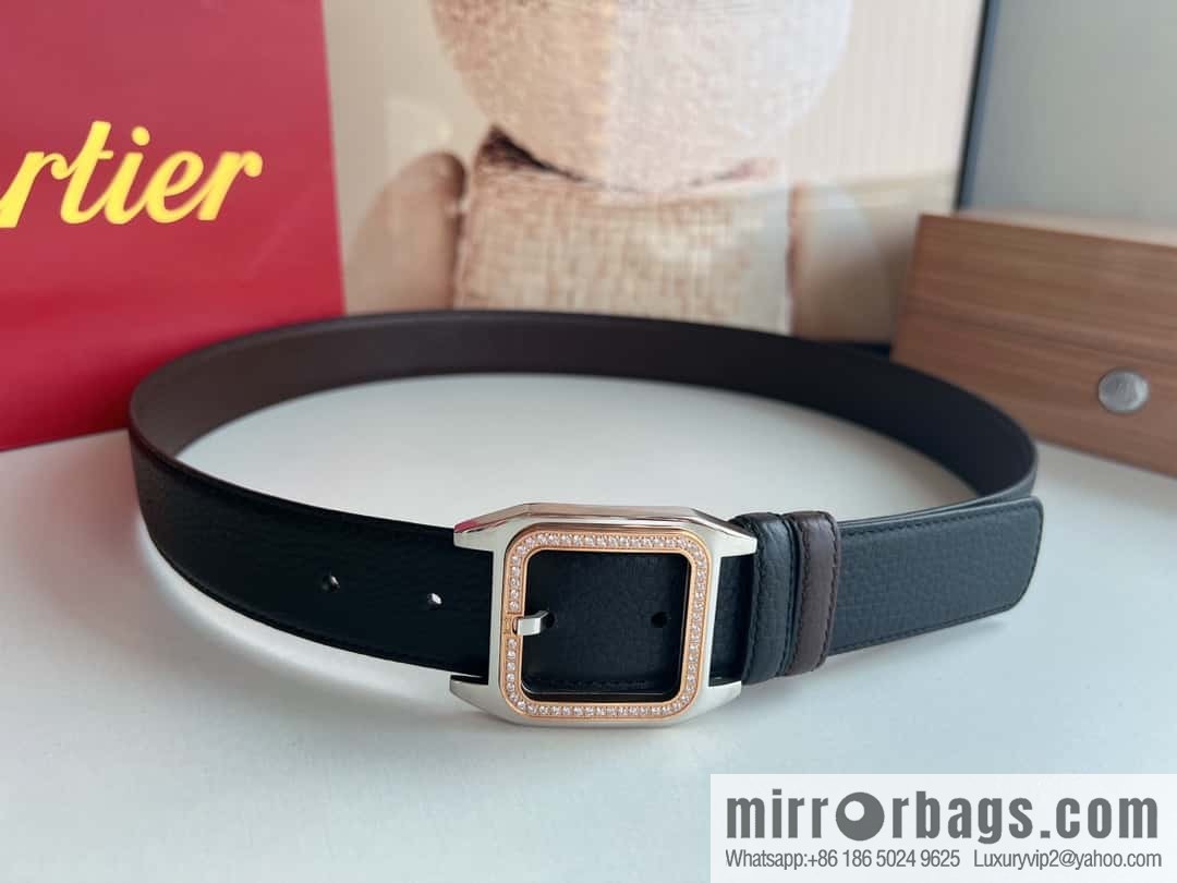 Cartier Cartier, stainless steel with diamond pin buckle with first layer cowhide men's 3.5cm belt