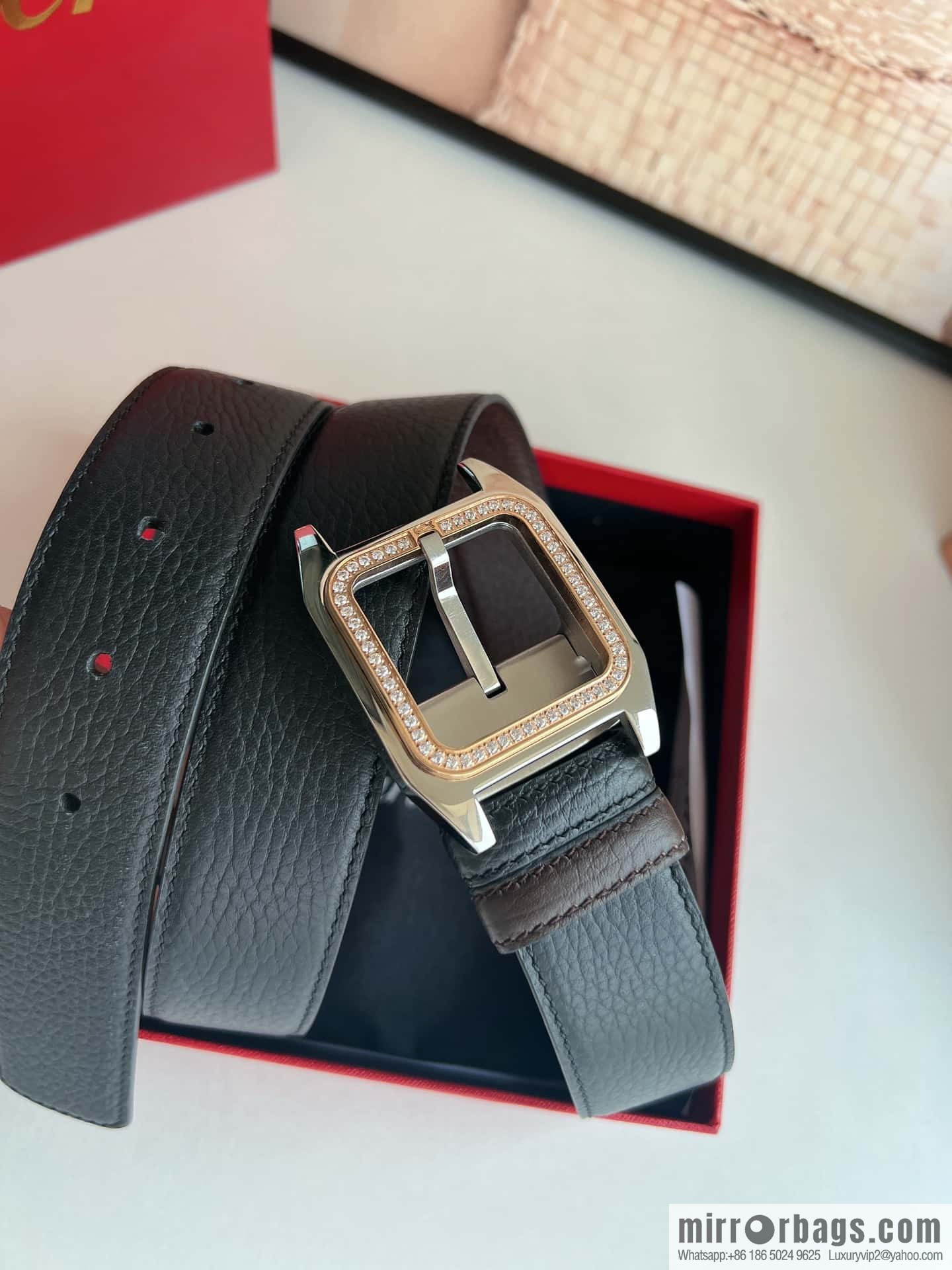 Cartier Cartier, stainless steel with diamond pin buckle with first layer cowhide men's 3.5cm belt