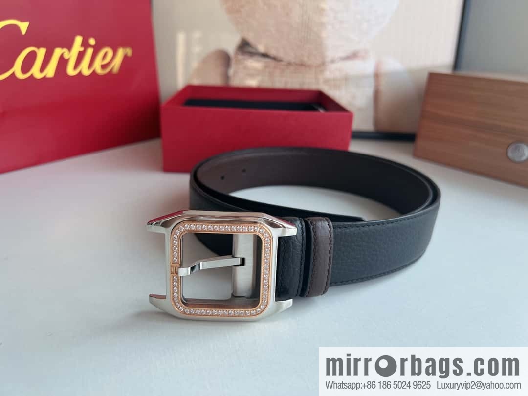 Cartier Cartier, stainless steel with diamond pin buckle with first layer cowhide men's 3.5cm belt