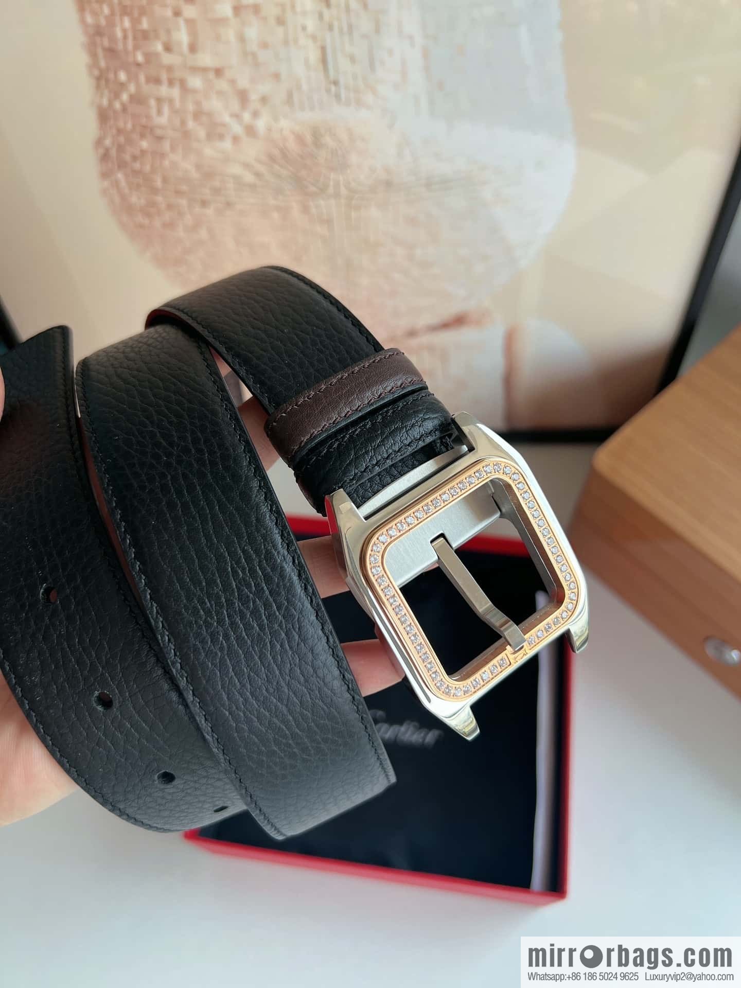 Cartier Cartier, stainless steel with diamond pin buckle with first layer cowhide men's 3.5cm belt