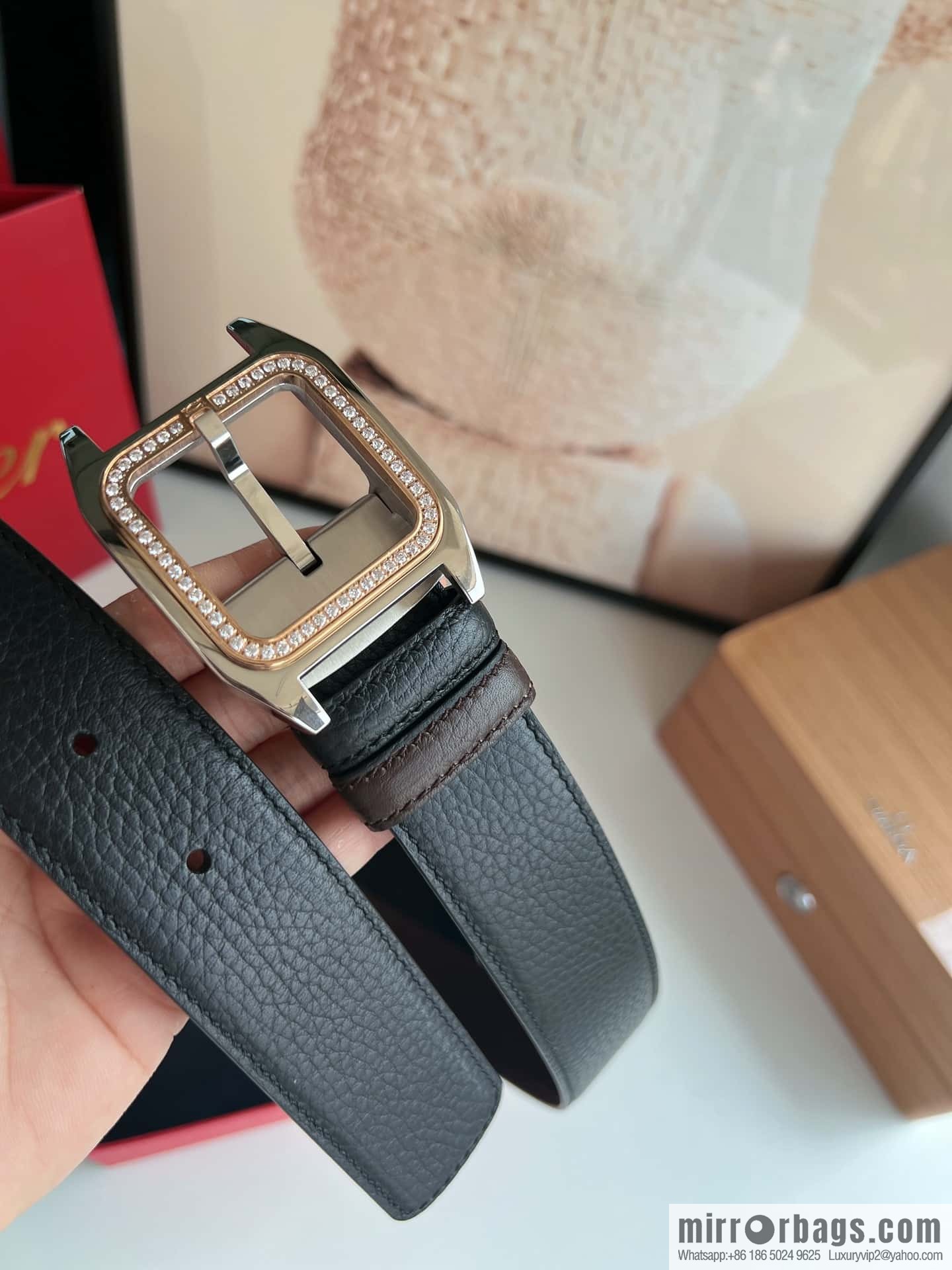 Cartier Cartier, stainless steel with diamond pin buckle with first layer cowhide men's 3.5cm belt
