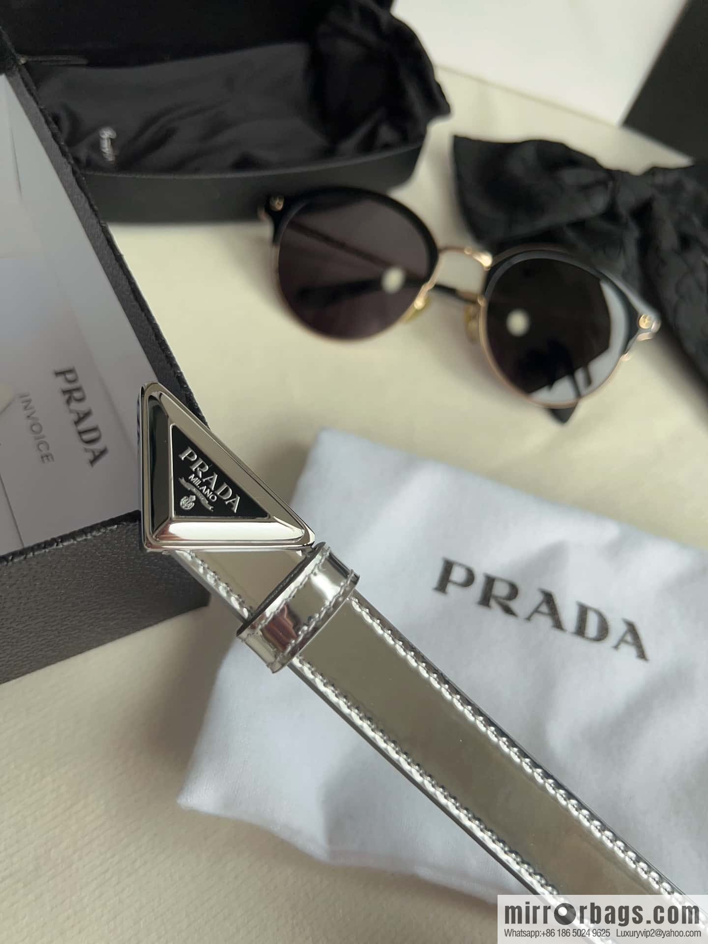 PRADA, metal buckle iconic triangular logo belt 2.0CM