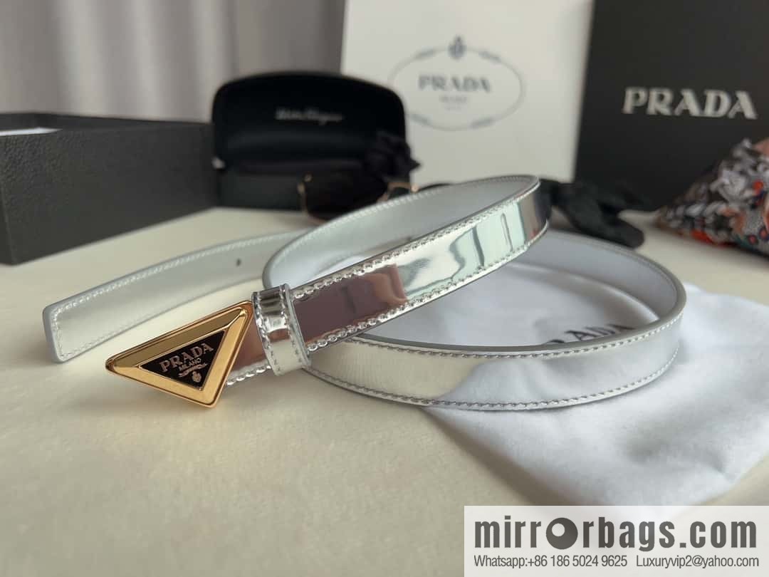 PRADA, metal buckle iconic triangular logo belt 2.0CM