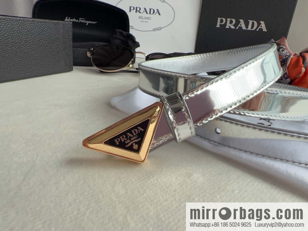 PRADA, metal buckle iconic triangular logo belt 2.0CM