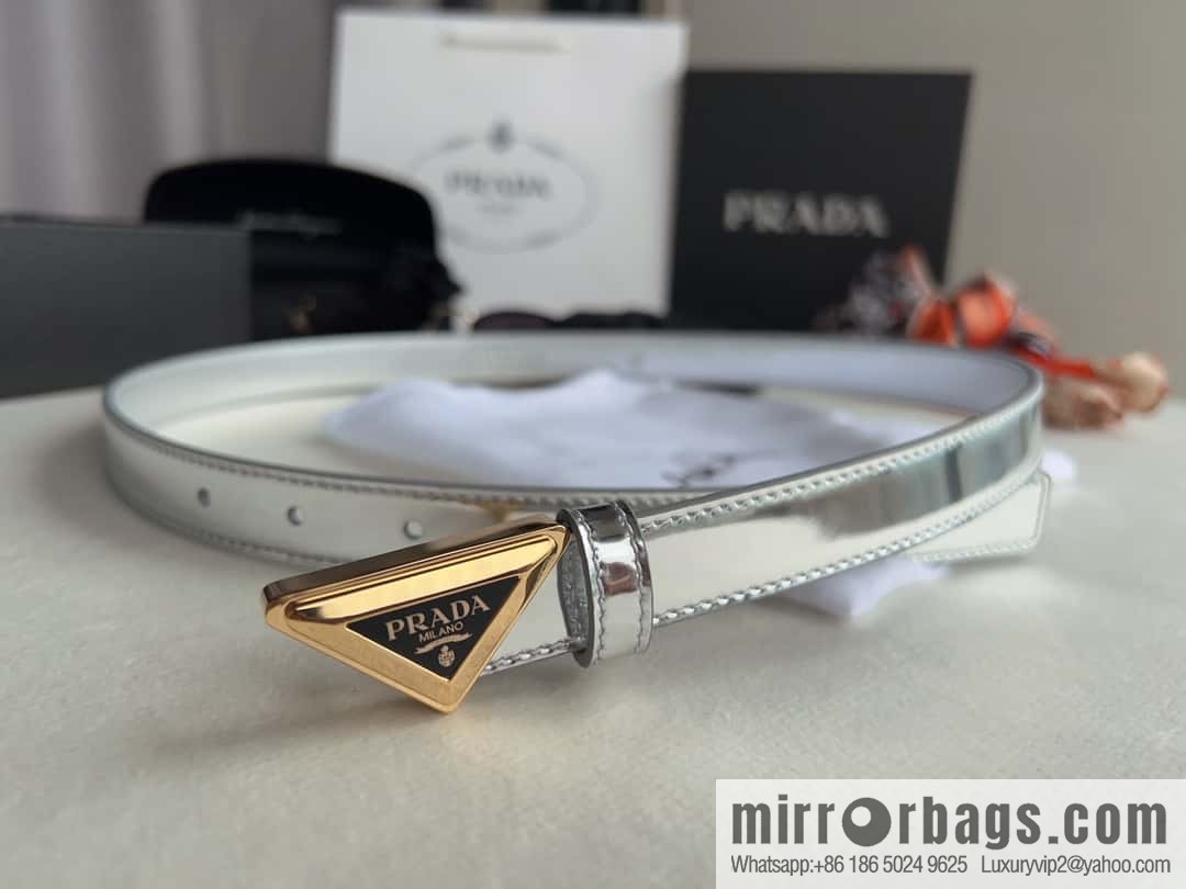 PRADA, metal buckle iconic triangular logo belt 2.0CM