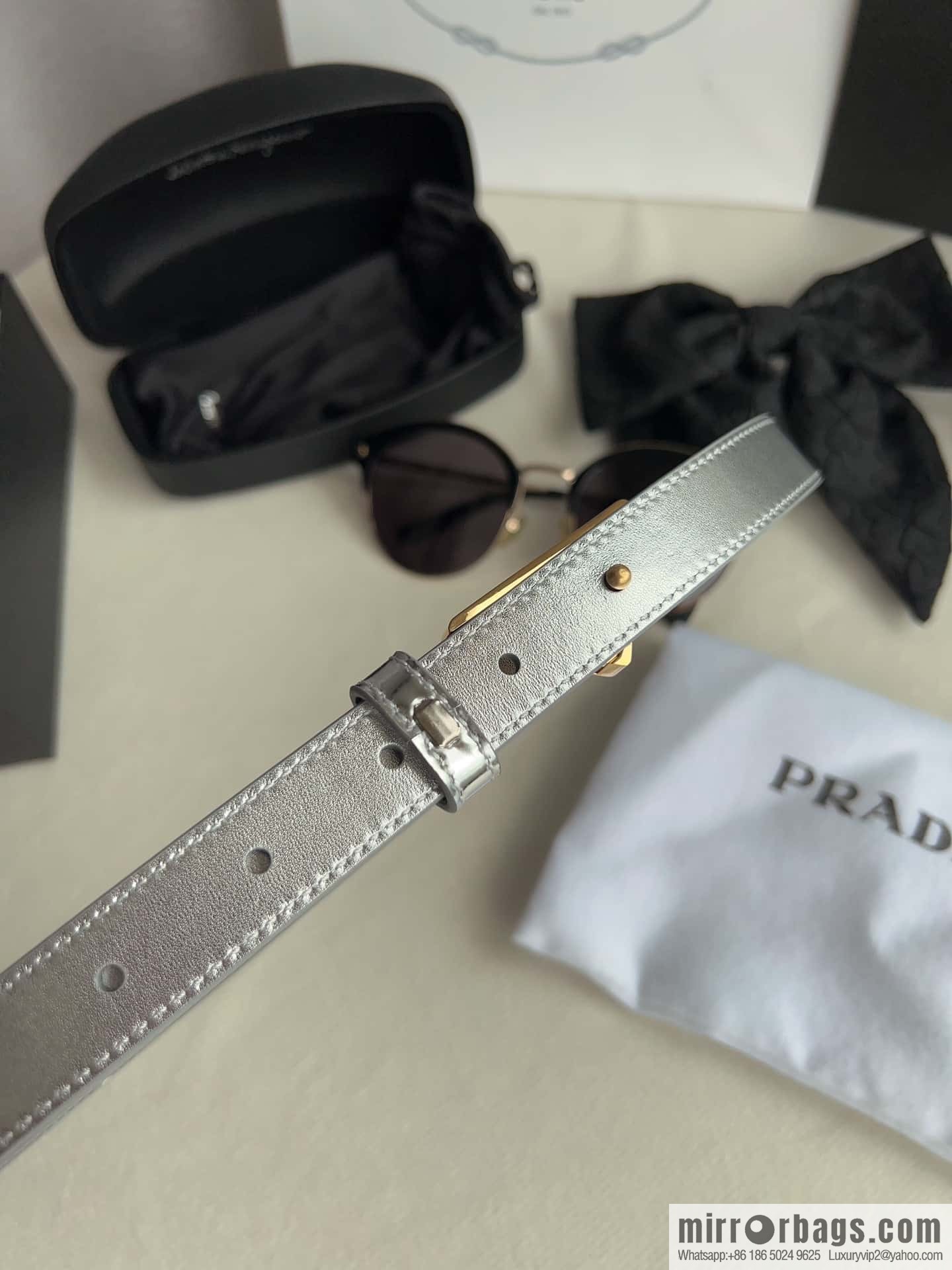 PRADA, metal buckle iconic triangular logo belt 2.0CM