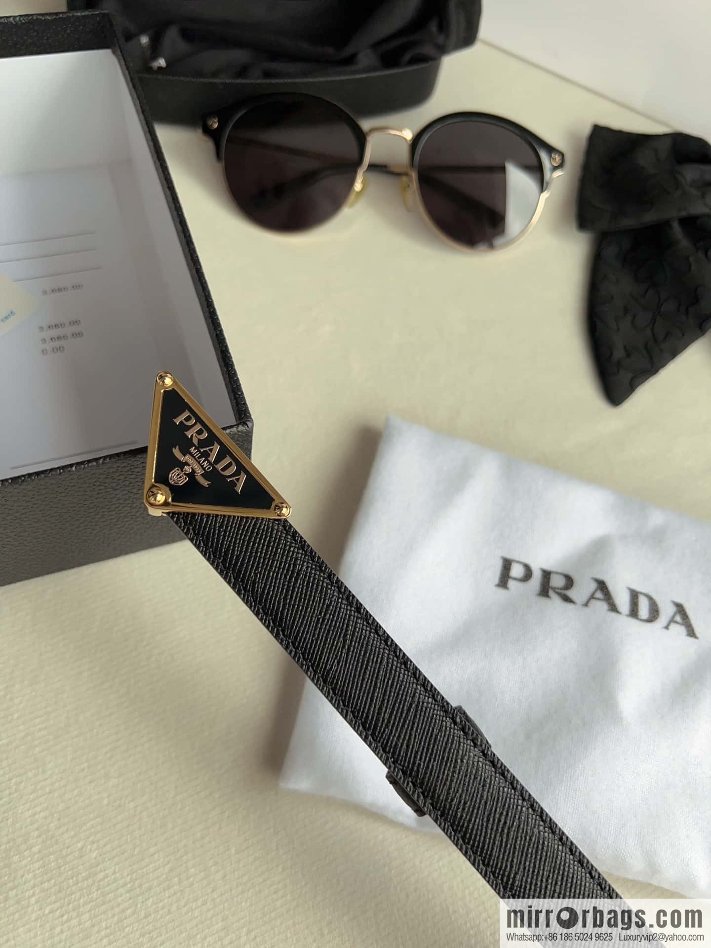 PRADA, metal buckle iconic triangular logo belt 2.0CM
