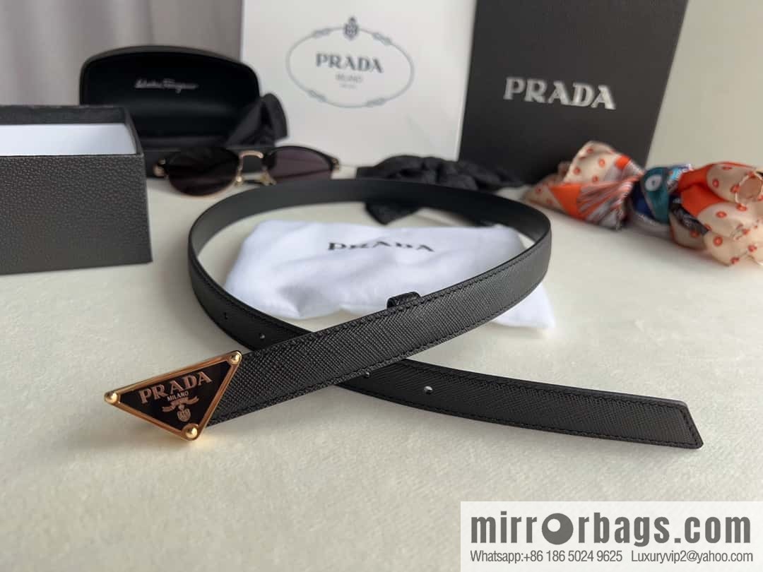 PRADA, metal buckle iconic triangular logo belt 2.0CM