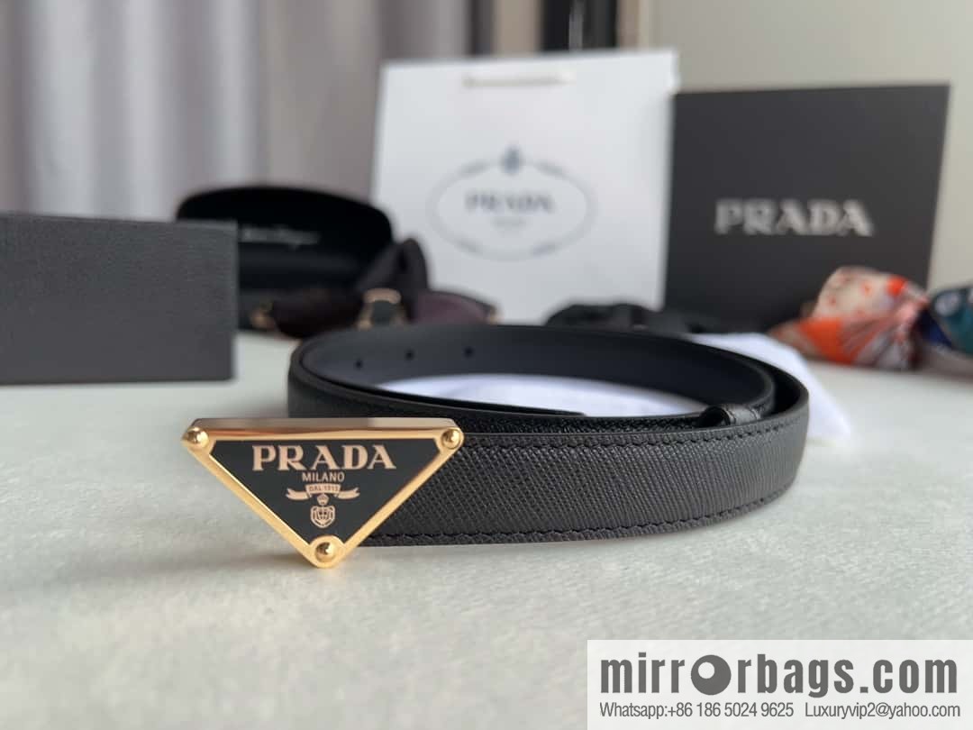 PRADA, metal buckle iconic triangular logo belt 2.0CM