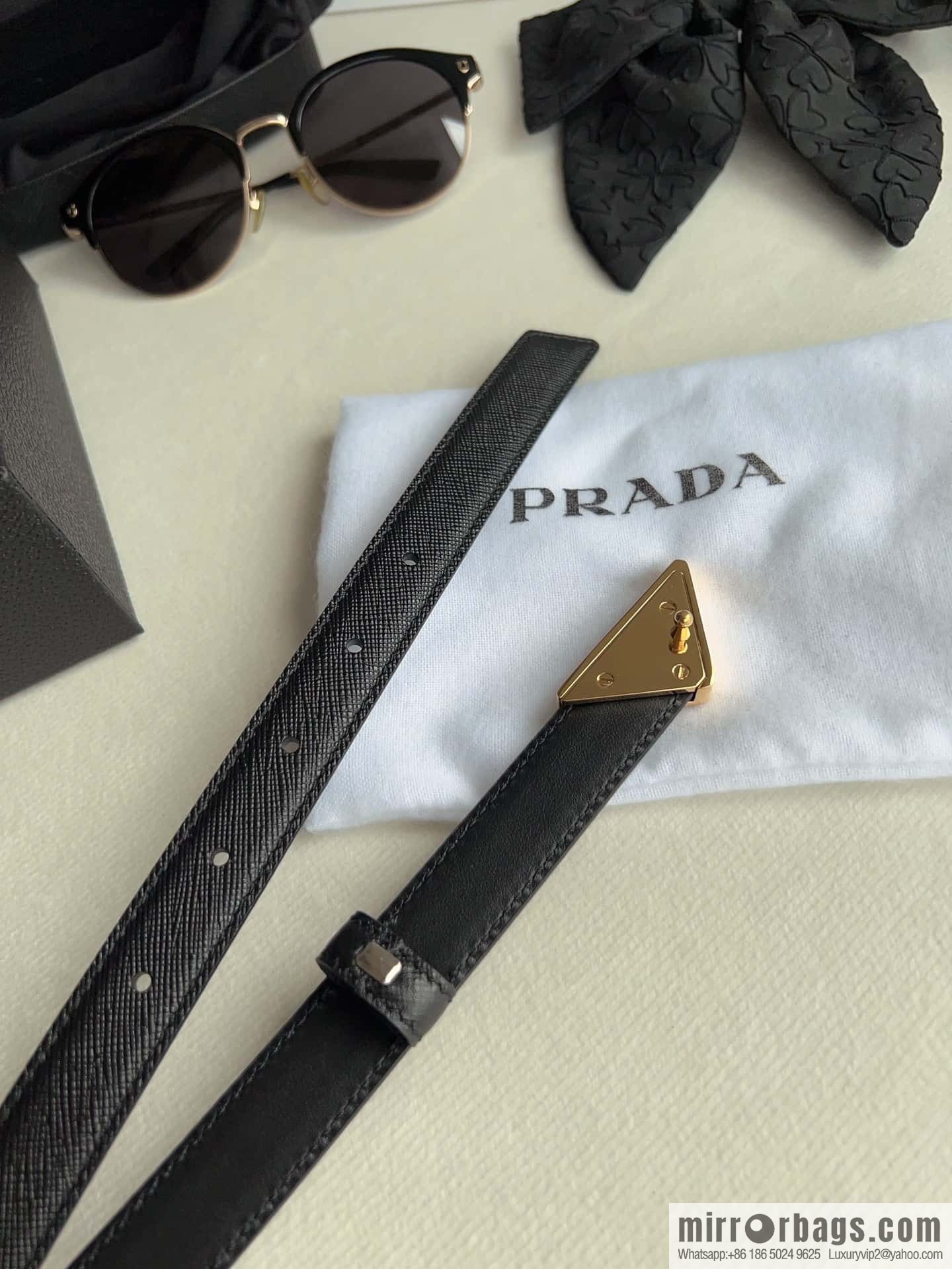 PRADA, metal buckle iconic triangular logo belt 2.0CM