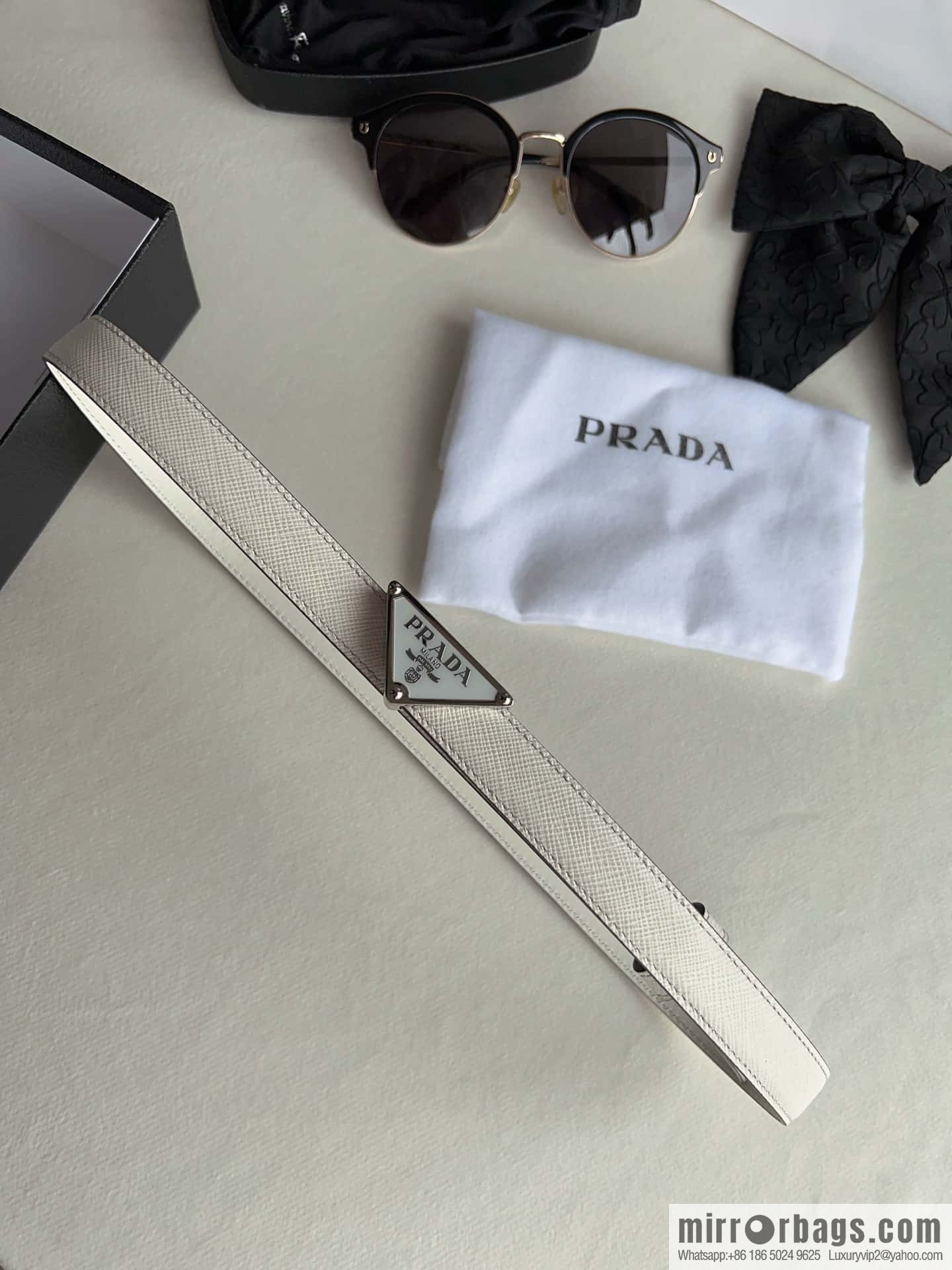 PRADA, metal buckle iconic triangular logo belt 2.0CM