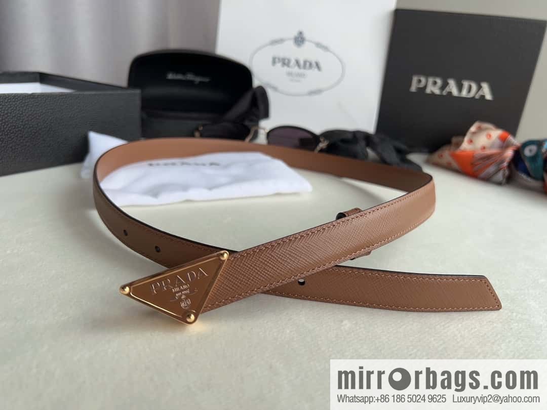 PRADA, metal buckle iconic triangular logo belt 2.0CM
