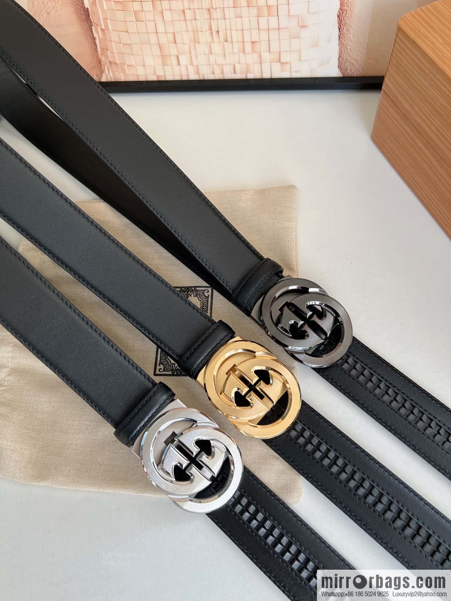 Gucci Gucci 3.5cm men's exquisite automatic buckle, imported double-sided first-layer cowhide belt