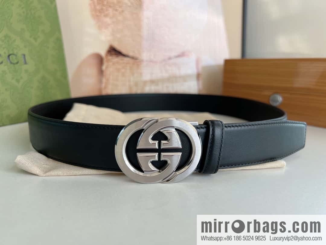 Gucci Gucci 3.5cm men's exquisite automatic buckle, imported double-sided first-layer cowhide belt