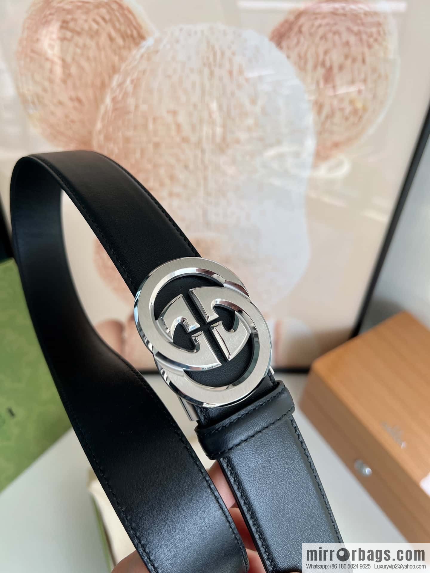 Gucci Gucci 3.5cm men's exquisite automatic buckle, imported double-sided first-layer cowhide belt