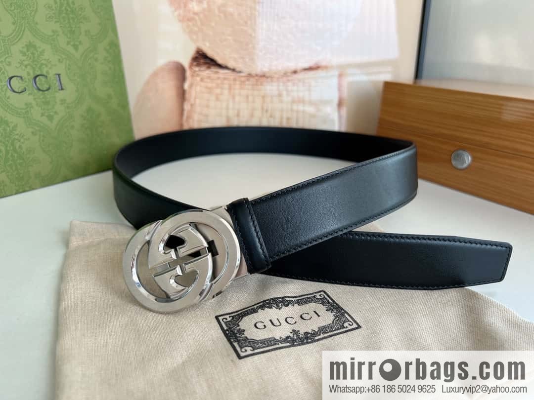 Gucci Gucci 3.5cm men's exquisite automatic buckle, imported double-sided first-layer cowhide belt