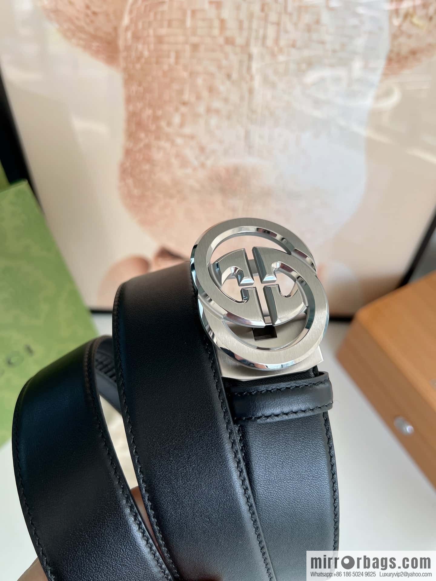 Gucci Gucci 3.5cm men's exquisite automatic buckle, imported double-sided first-layer cowhide belt