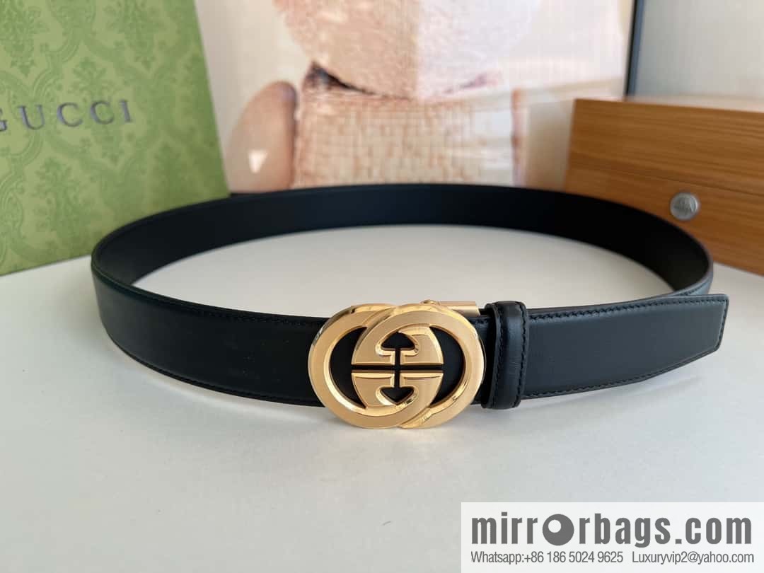 Gucci Gucci 3.5cm men's exquisite automatic buckle, imported double-sided first-layer cowhide belt