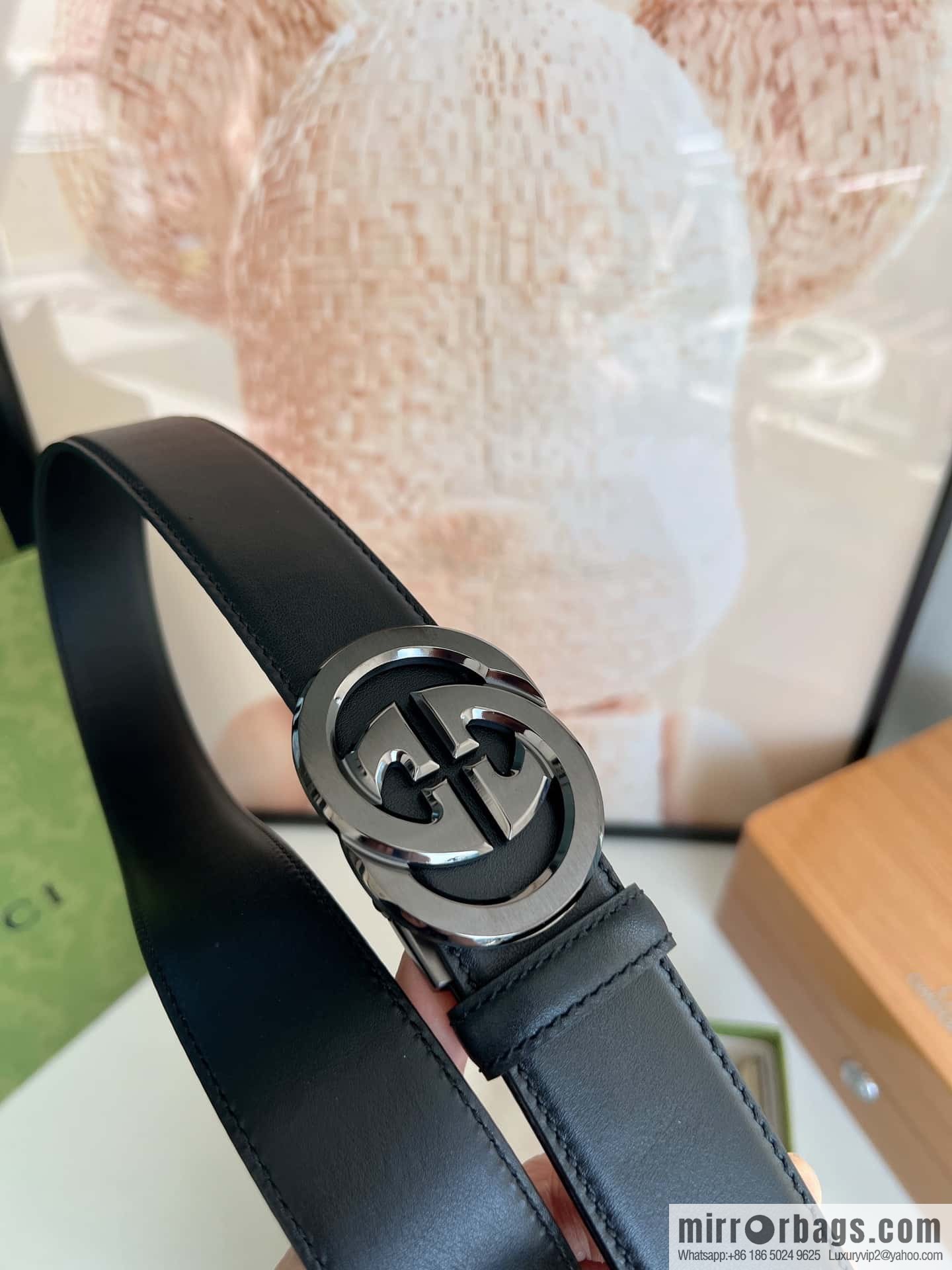 Gucci Gucci 3.5cm men's exquisite automatic buckle, imported double-sided first-layer cowhide belt