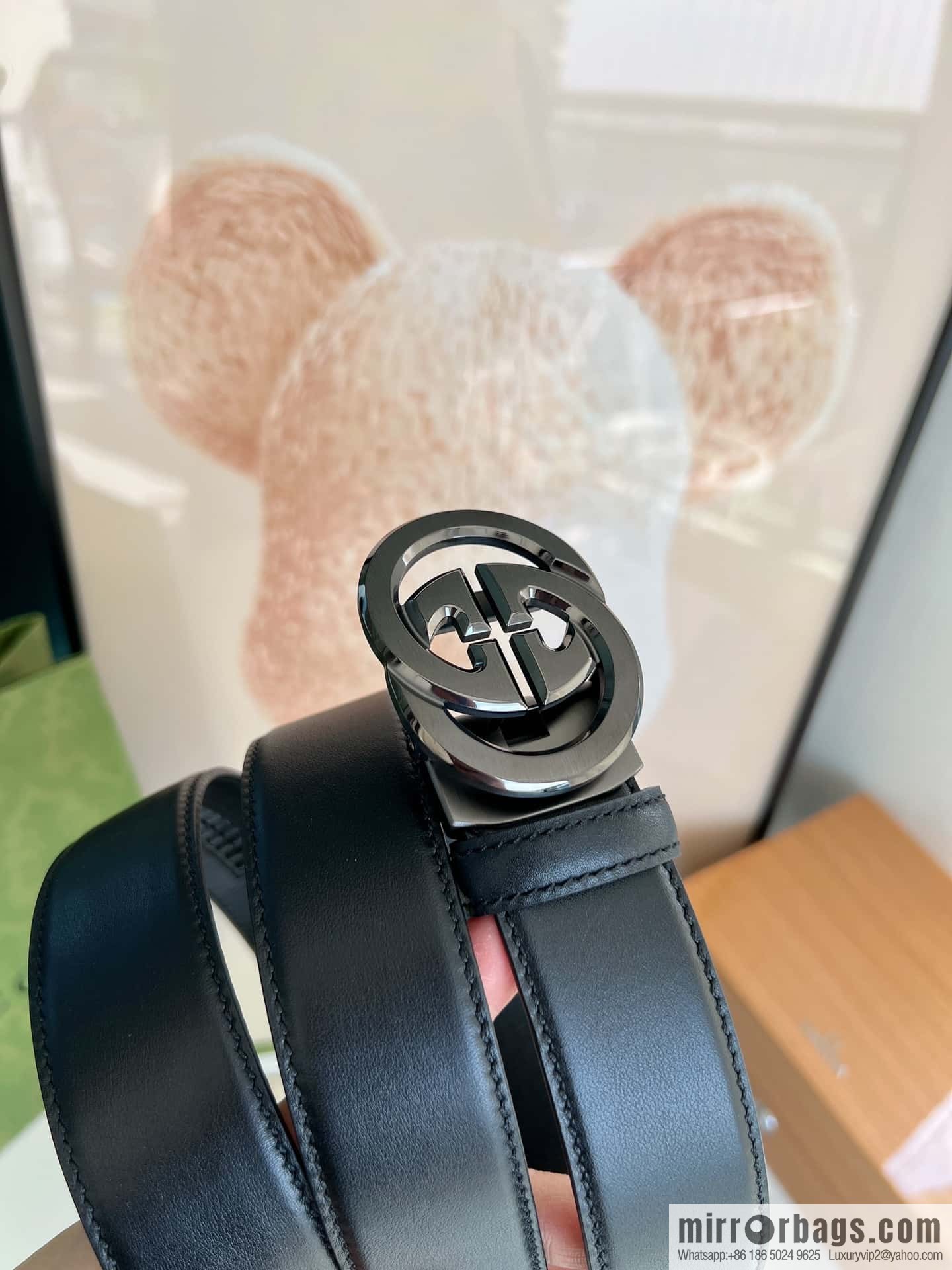 Gucci Gucci 3.5cm men's exquisite automatic buckle, imported double-sided first-layer cowhide belt