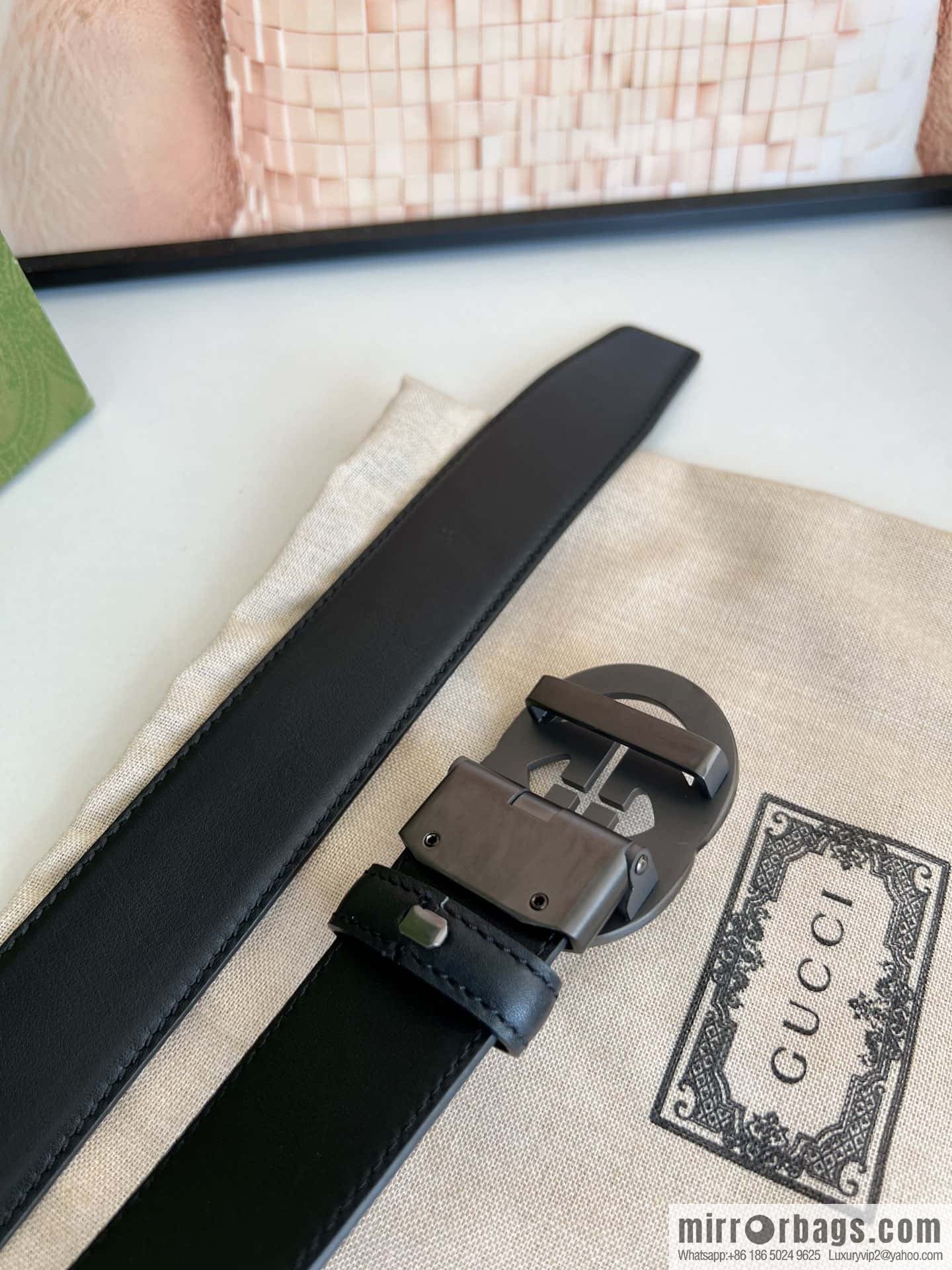Gucci Gucci 3.5cm men's exquisite automatic buckle, imported double-sided first-layer cowhide belt