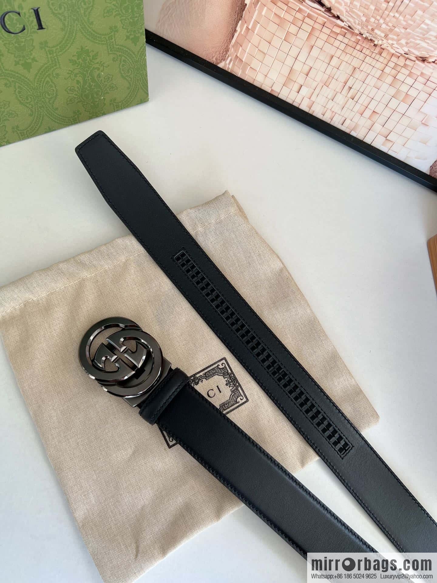 Gucci Gucci 3.5cm men's exquisite automatic buckle, imported double-sided first-layer cowhide belt