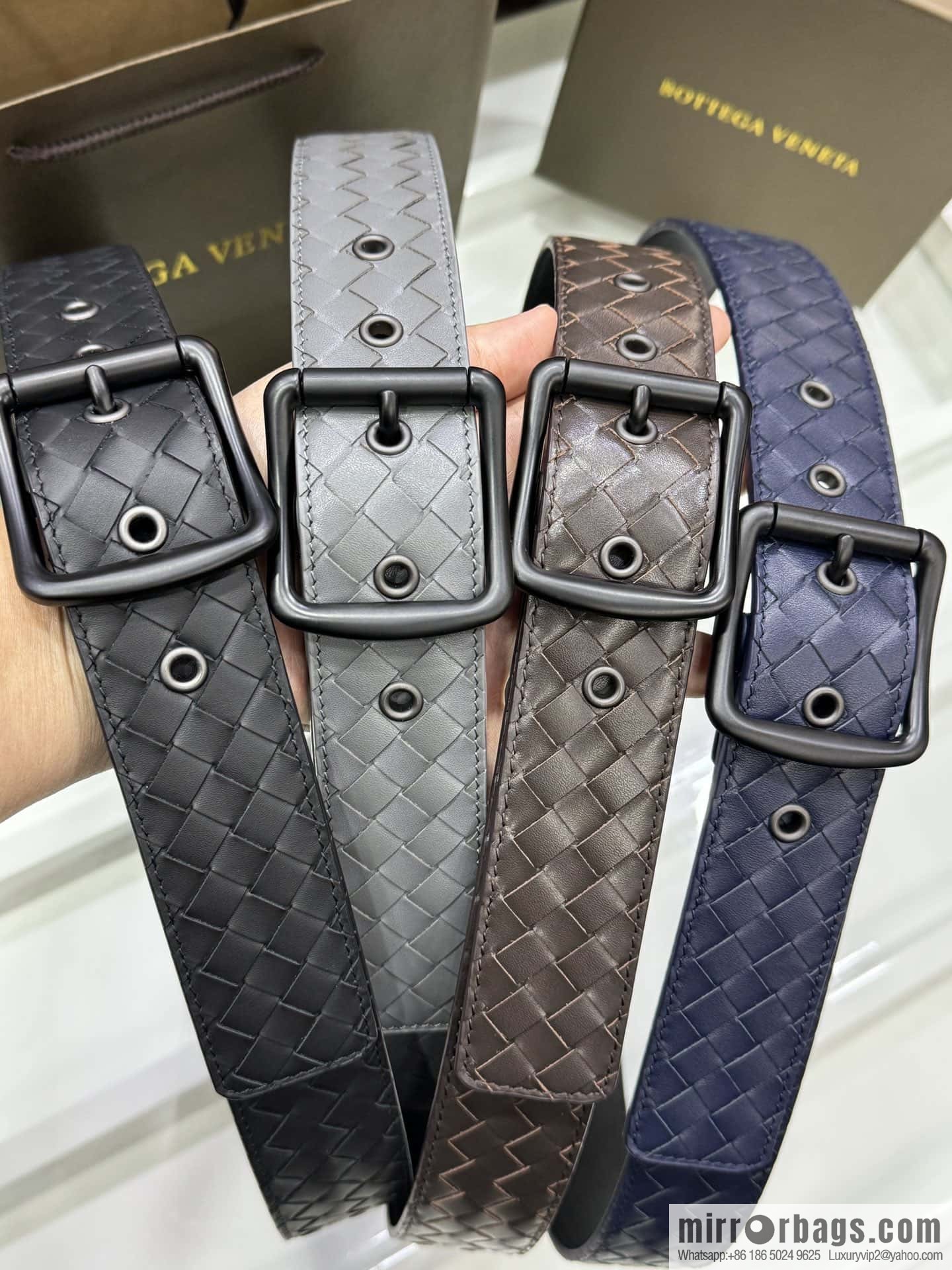 Bottega Veneta 3.8cm Classic Pin Buckle, Cowhide Woven Belt