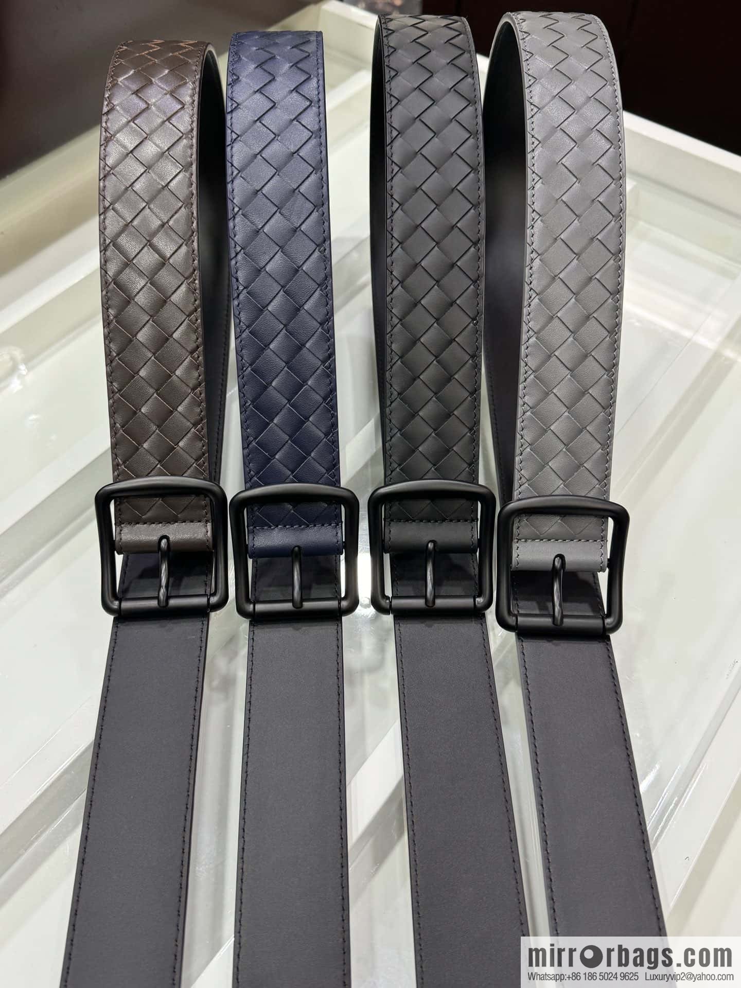 Bottega Veneta 3.8cm Classic Pin Buckle, Cowhide Woven Belt