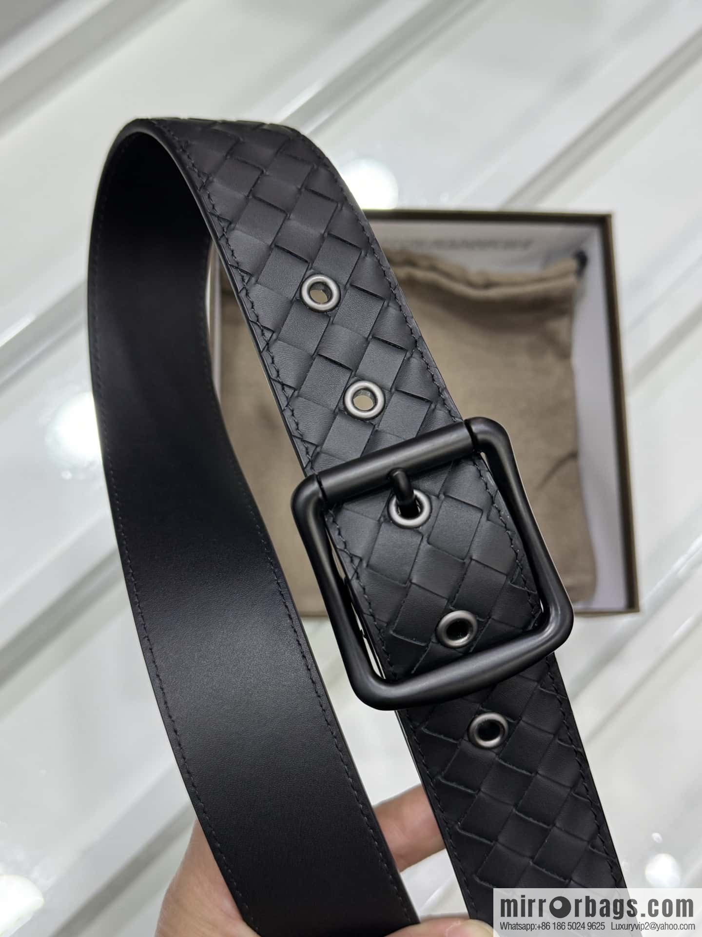 Bottega Veneta 3.8cm Classic Pin Buckle, Cowhide Woven Belt