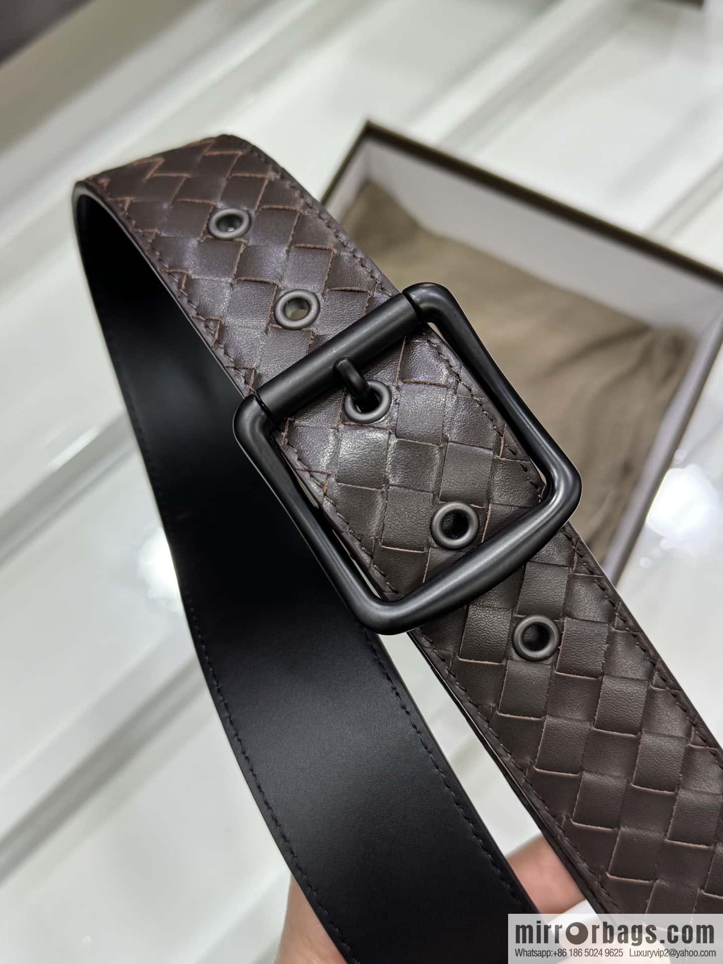 Bottega Veneta 3.8cm Classic Pin Buckle, Cowhide Woven Belt