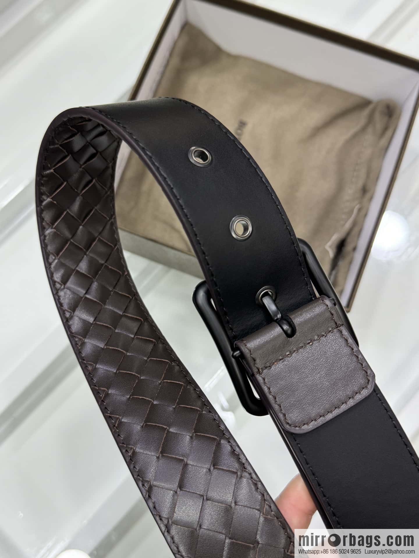 Bottega Veneta 3.8cm Classic Pin Buckle, Cowhide Woven Belt