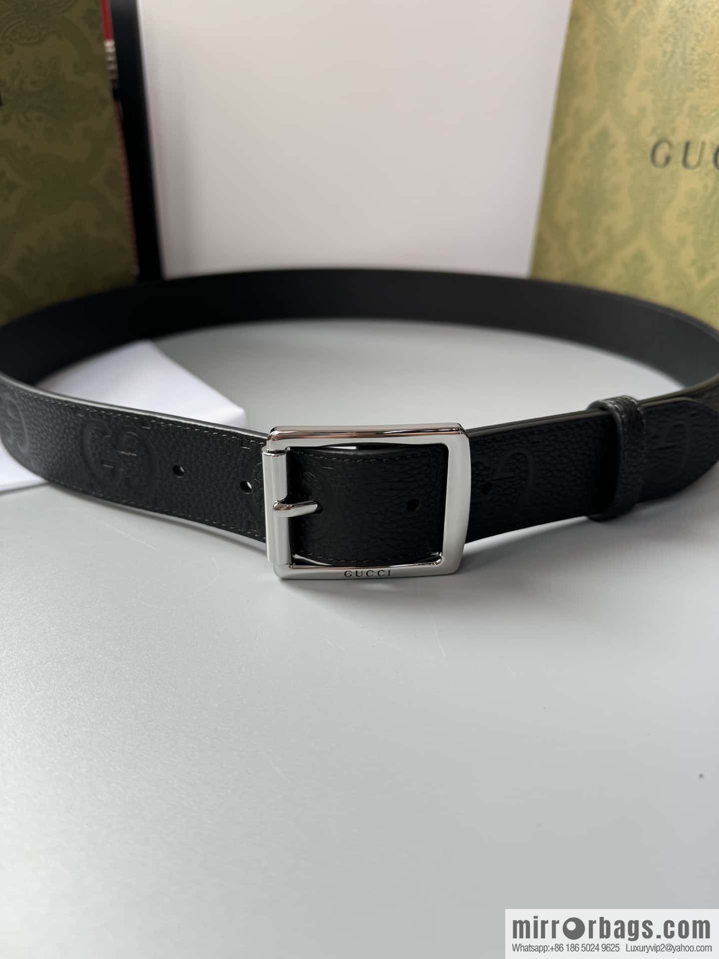 Gucci Gucci GG cowhide printed exquisite pin buckle belt 3.5CM