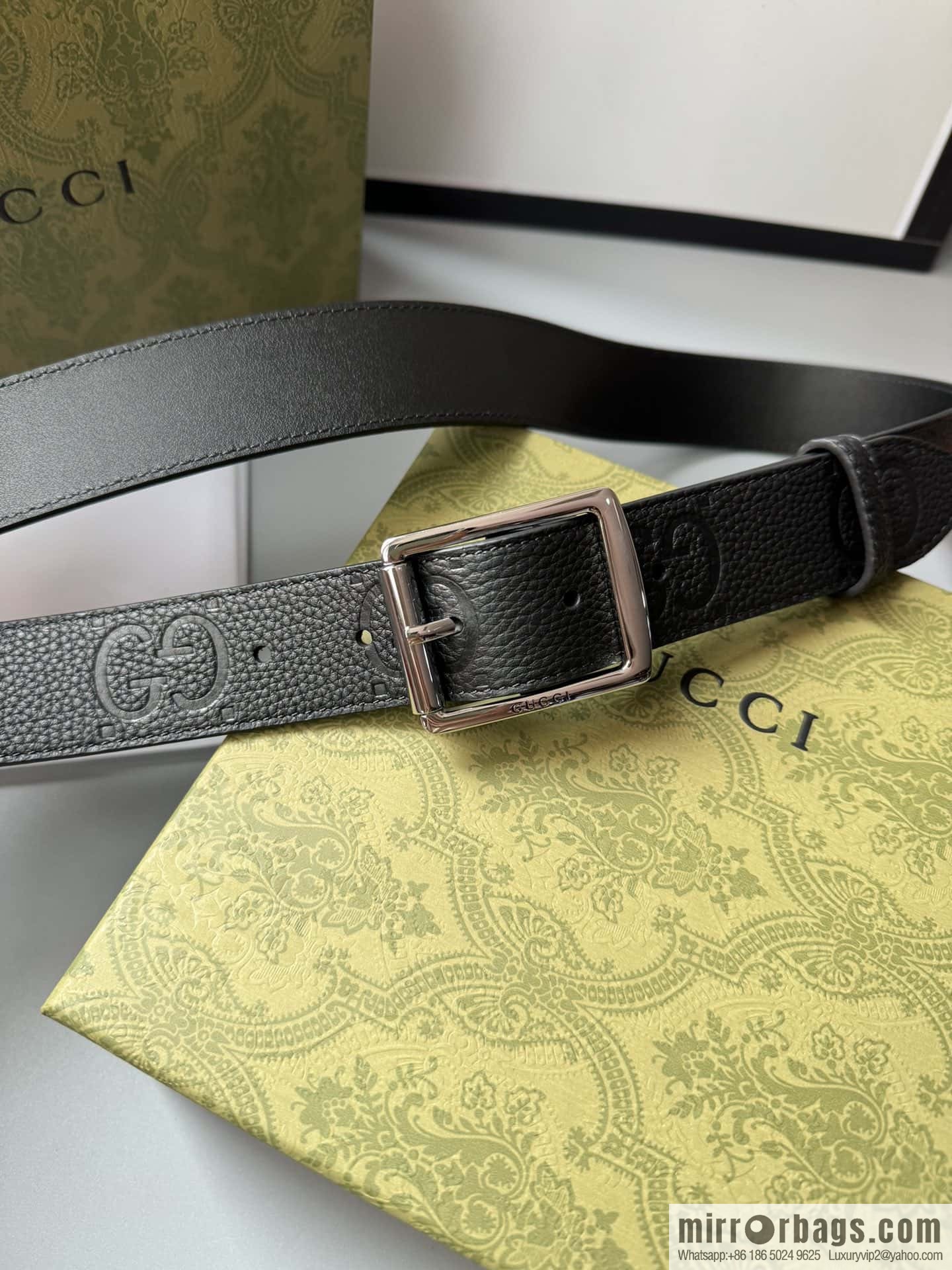 Gucci Gucci GG cowhide printed exquisite pin buckle belt 3.5CM