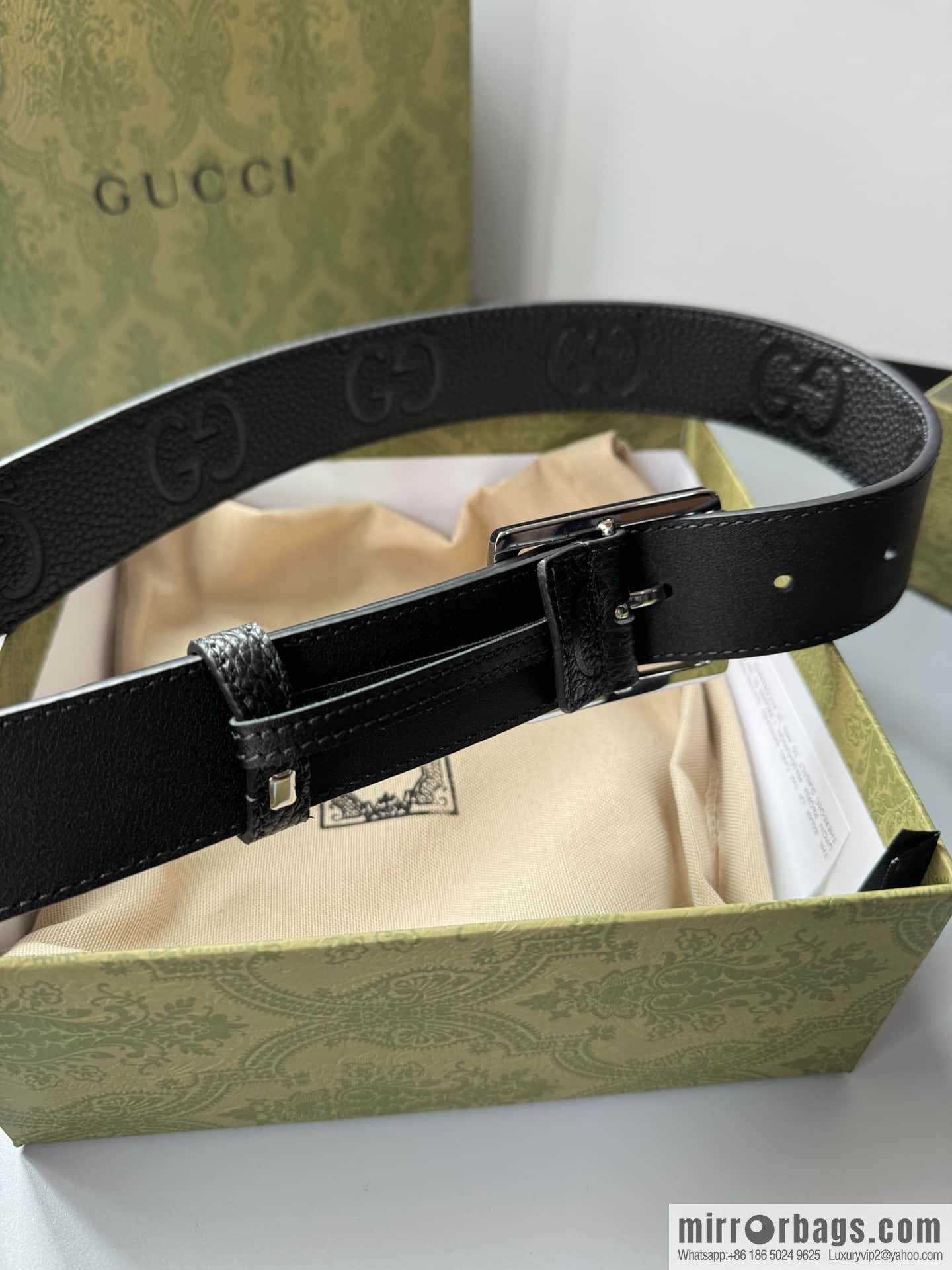 Gucci Gucci GG cowhide printed exquisite pin buckle belt 3.5CM