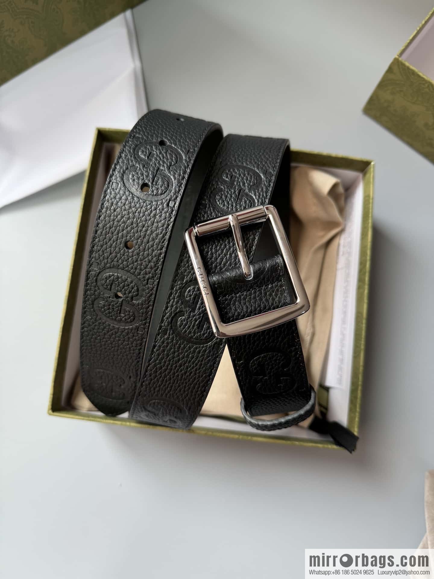 Gucci Gucci GG cowhide printed exquisite pin buckle belt 3.5CM