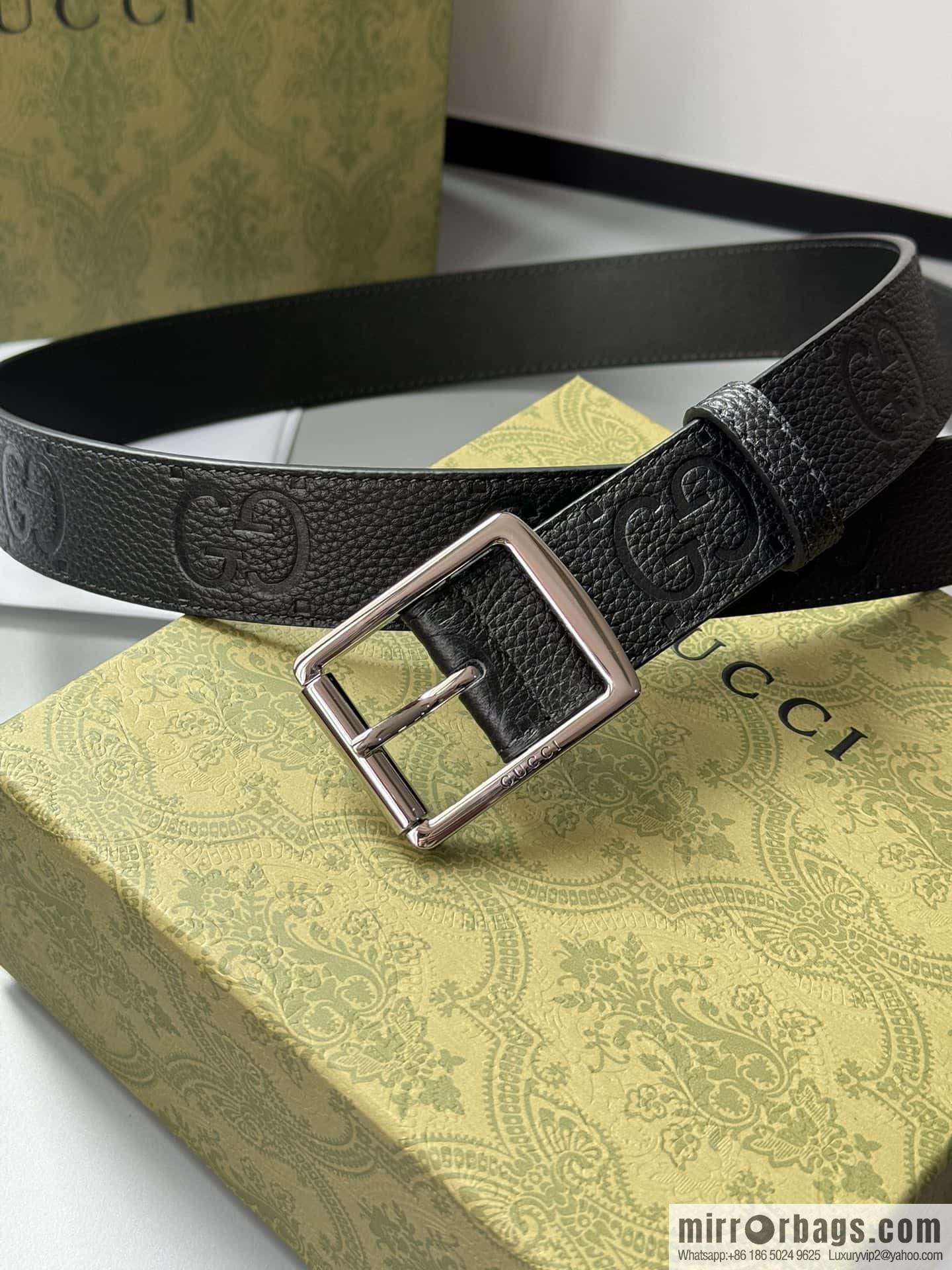 Gucci Gucci GG cowhide printed exquisite pin buckle belt 3.5CM