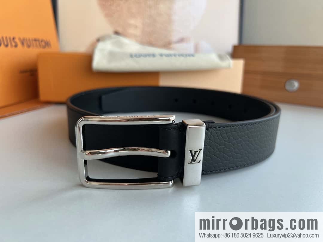 LV Pont Neuf 35mm Black Leather Belt