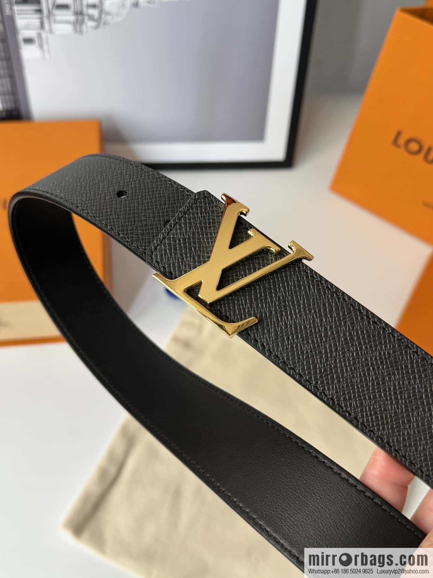LV cross pattern men's belt 3.5cm M9351 M6897