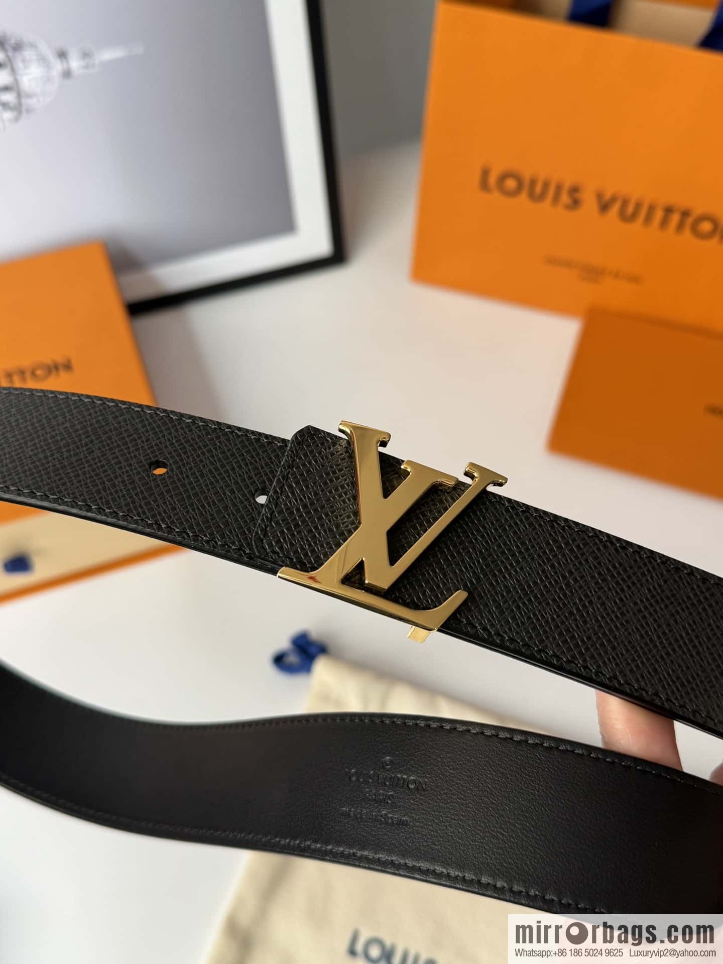 LV cross pattern men's belt 3.5cm M9351 M6897