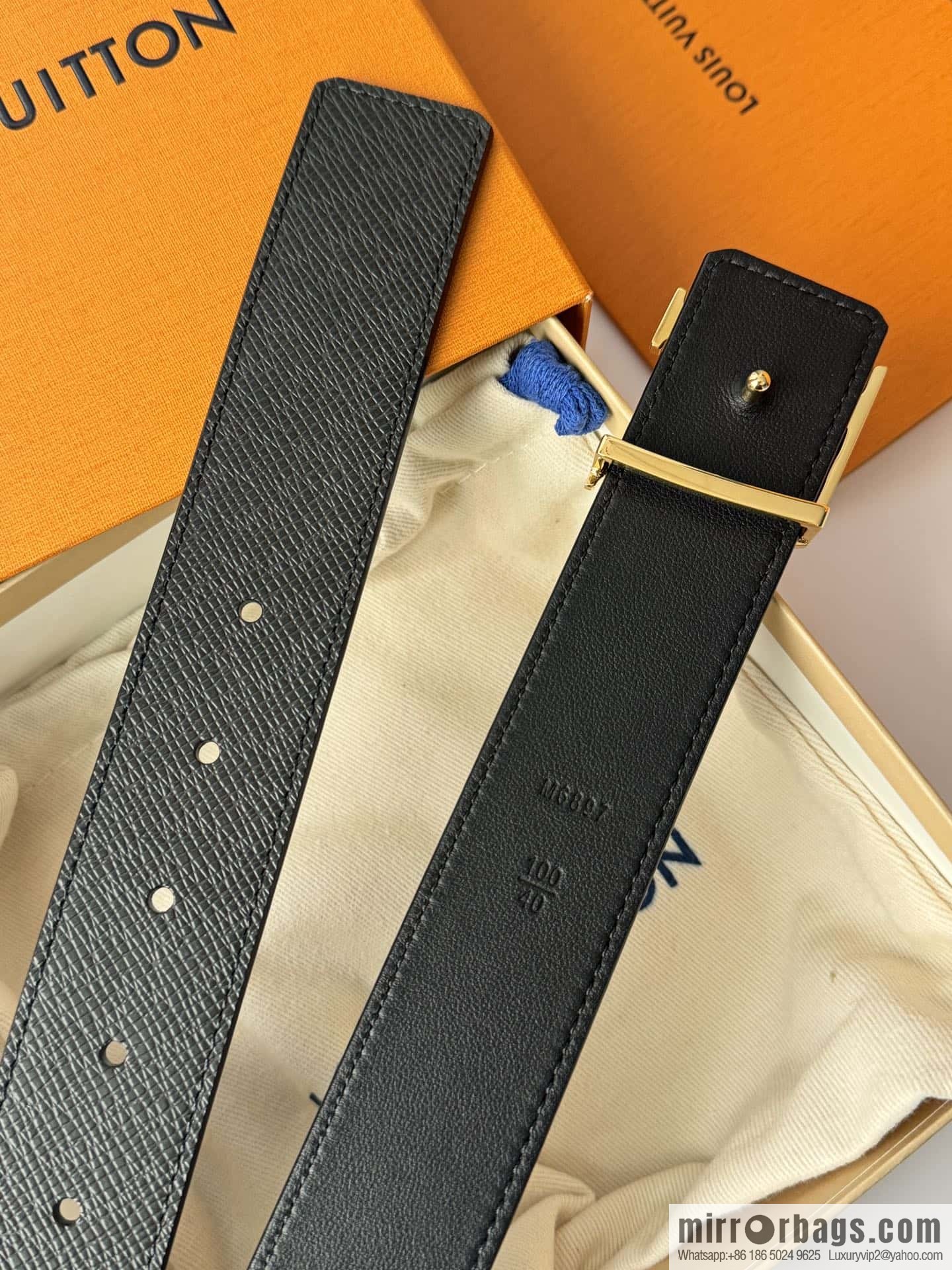 LV cross pattern men's belt 3.5cm M9351 M6897