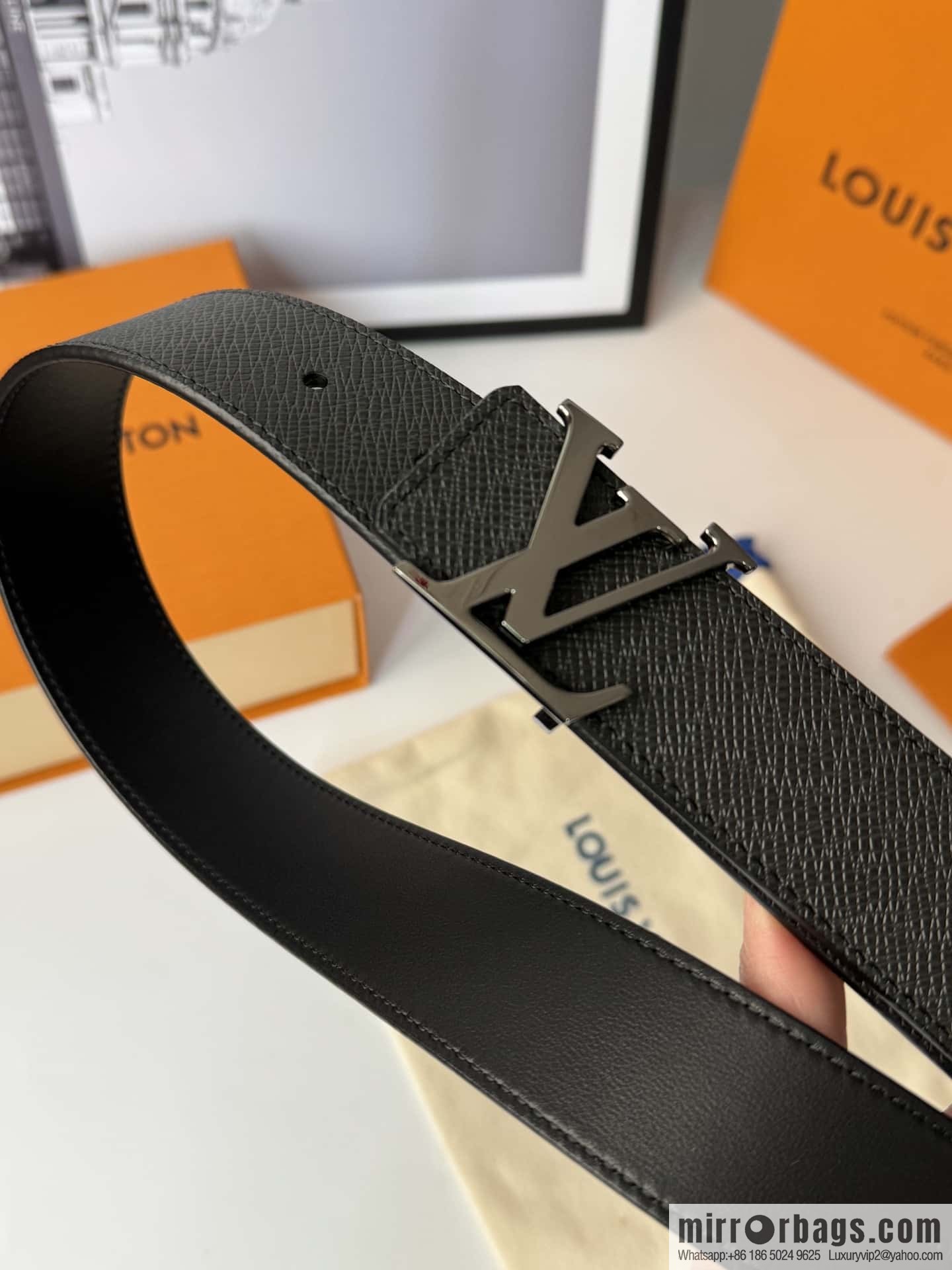 LV cross pattern men's belt 3.5cm M9351 M6897