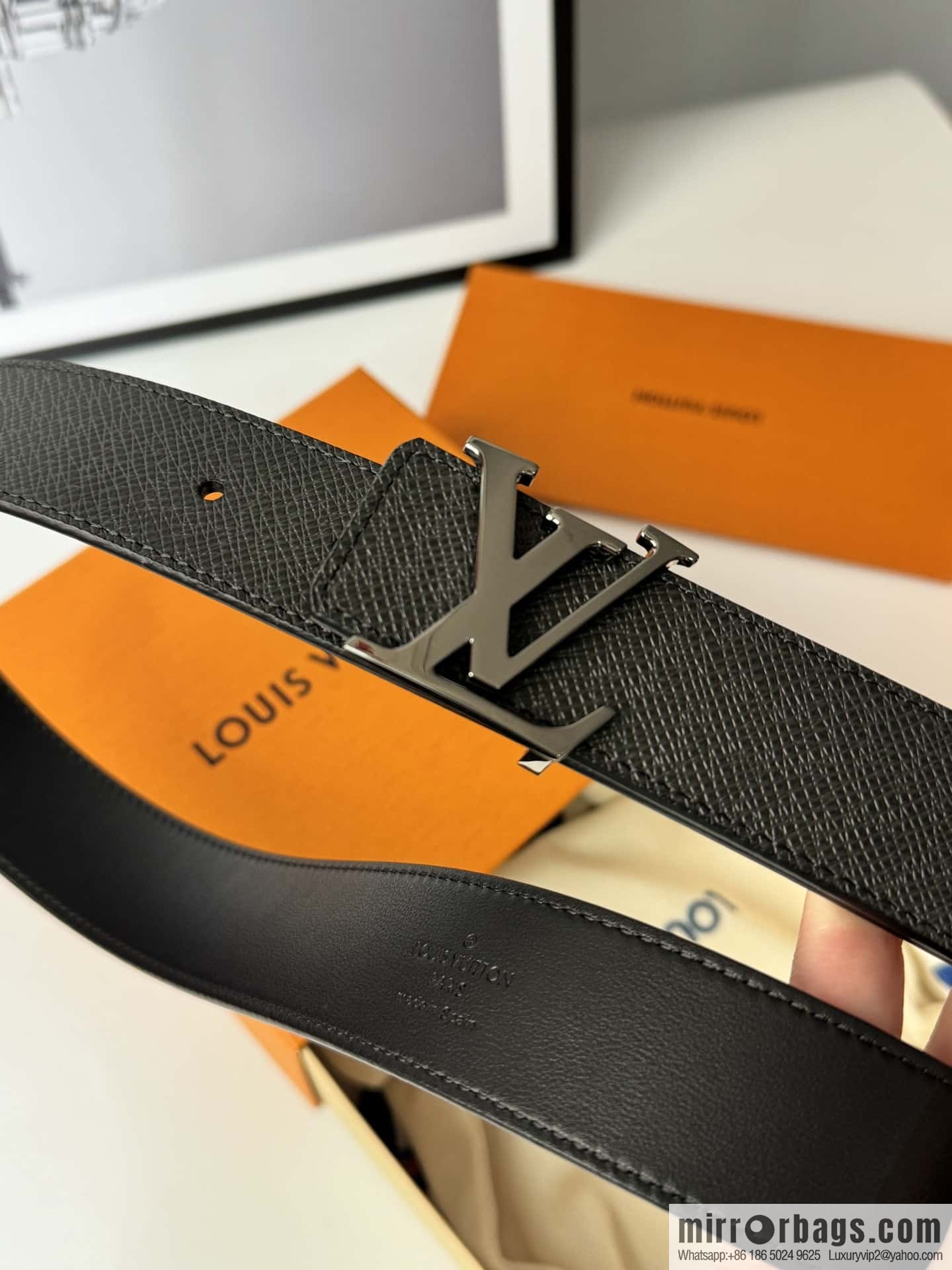 LV cross pattern men's belt 3.5cm M9351 M6897