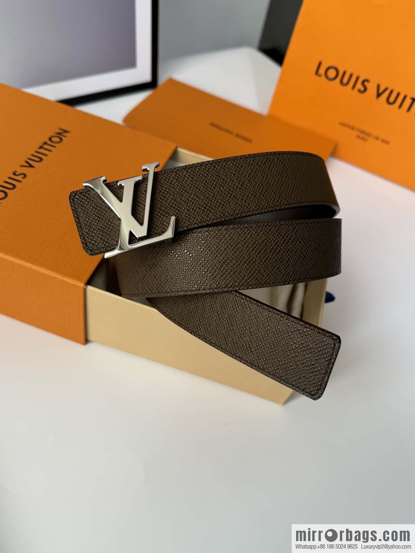 LV cross pattern men's belt 3.5cm M9351 M6897