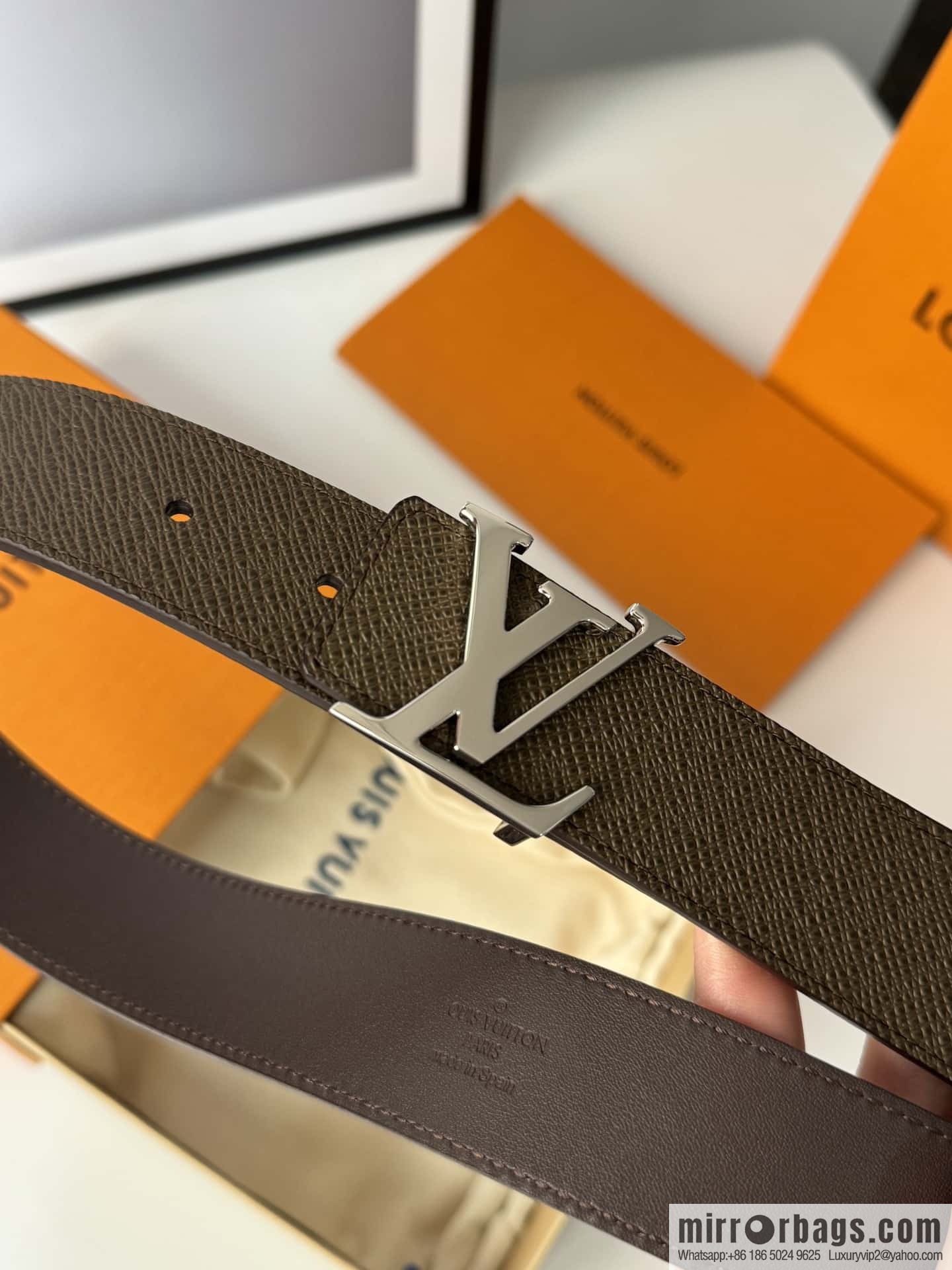 LV cross pattern men's belt 3.5cm M9351 M6897