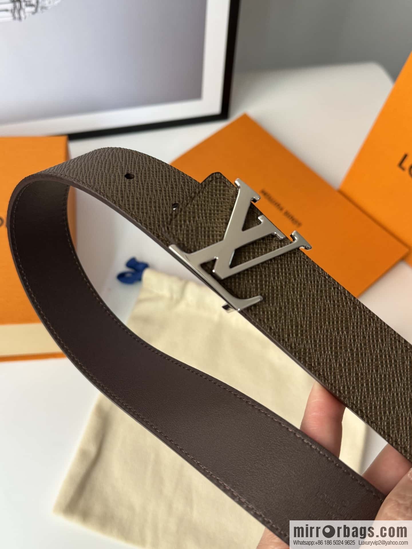 LV cross pattern men's belt 3.5cm M9351 M6897