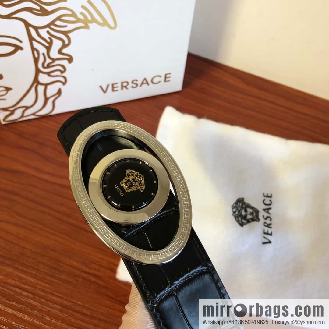 VERSACE Versace, Medusa Flip Metal Buckle 3.5cm Alligator Belt 3.5cm
