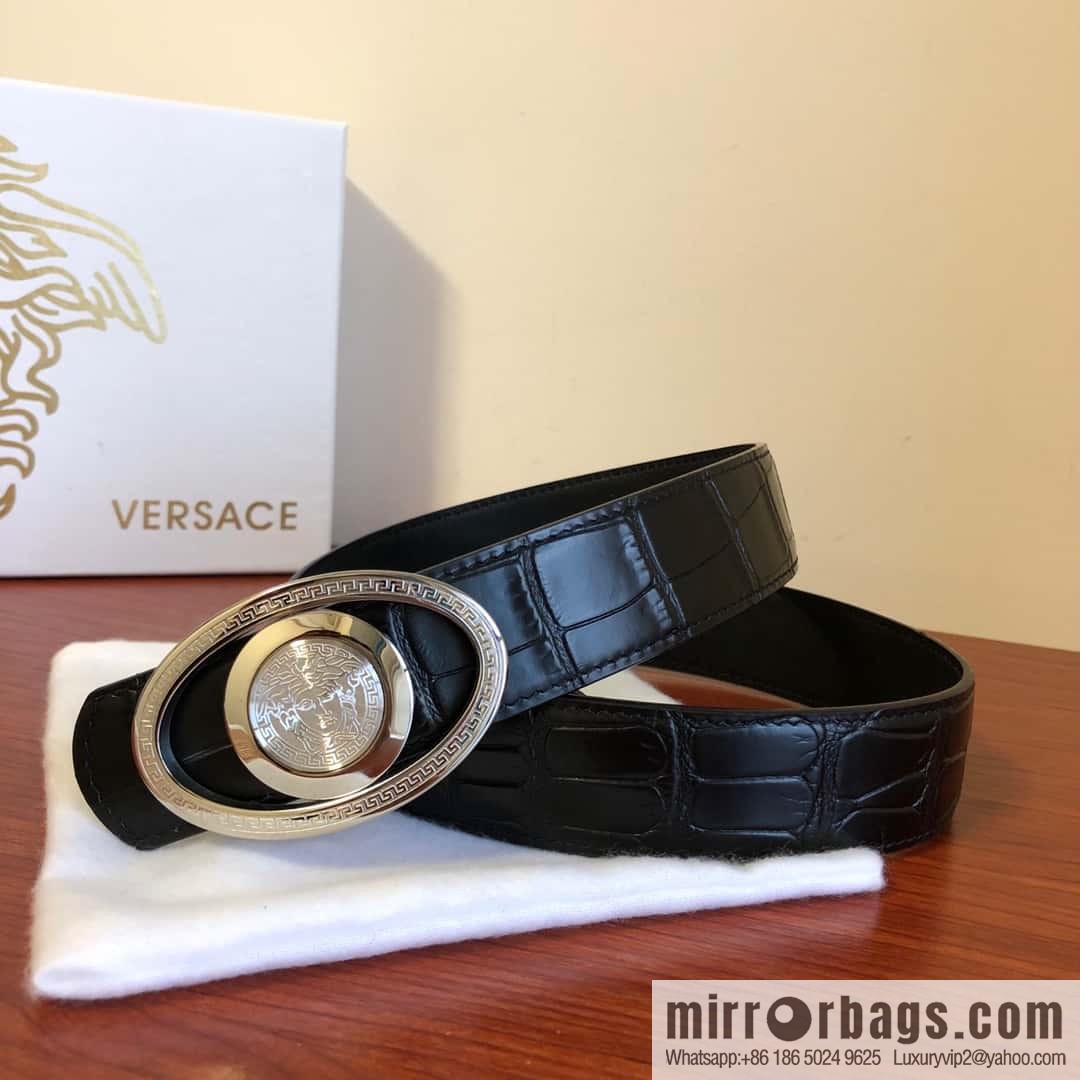 VERSACE Versace, Medusa Flip Metal Buckle 3.5cm Alligator Belt 3.5cm