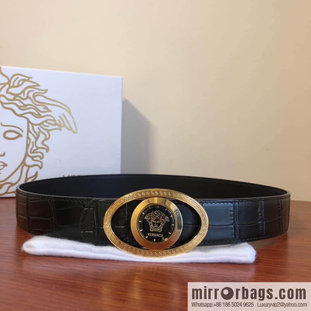 VERSACE Versace, Medusa Flip Metal Buckle 3.5cm Alligator Belt 3.5cm