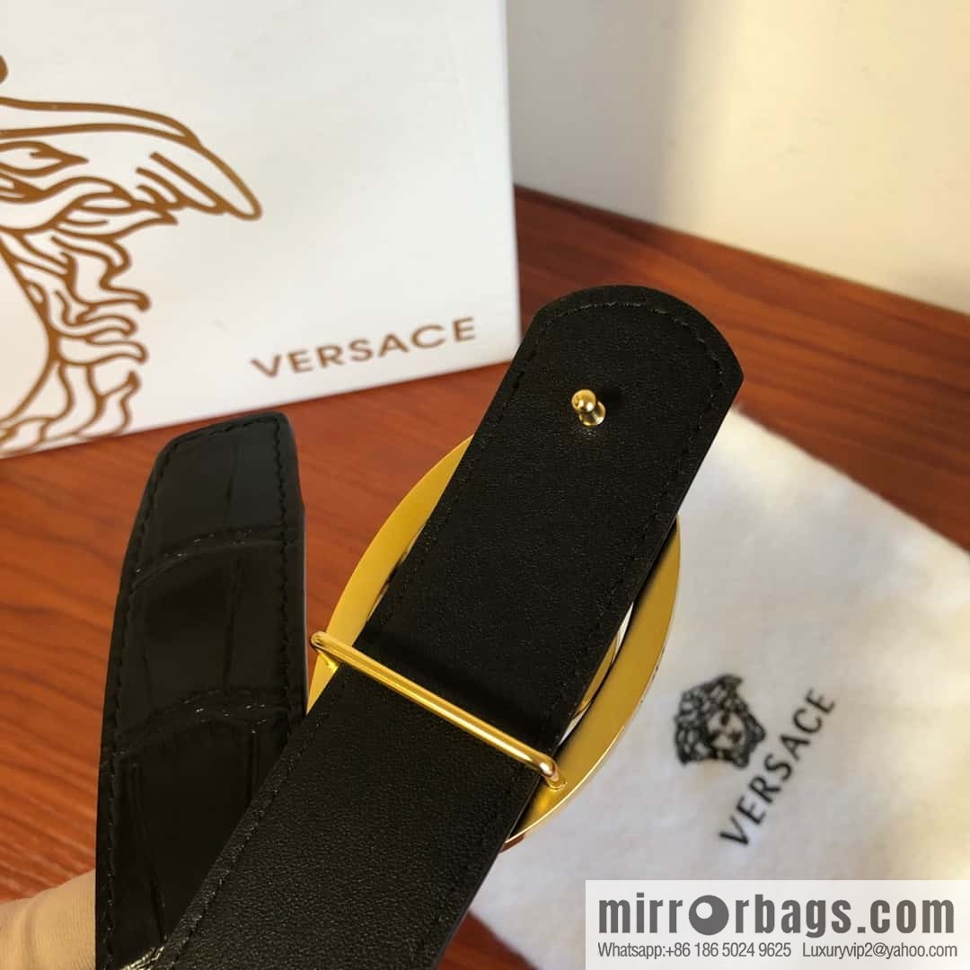 VERSACE Versace, Medusa Flip Metal Buckle 3.5cm Alligator Belt 3.5cm